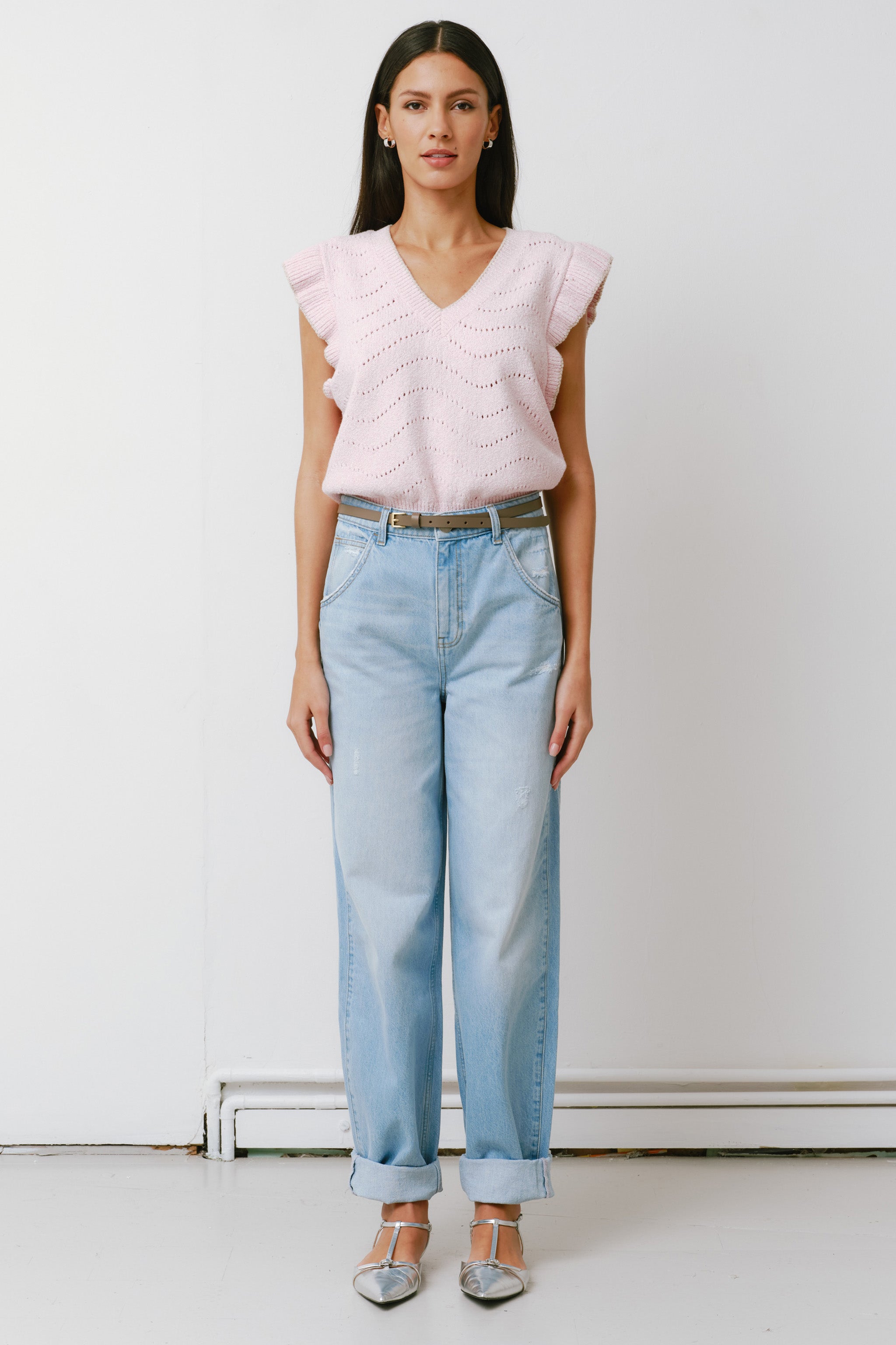 Bo Barrel Leg Turn Up Jean in Summer Sky - seventy + mochi