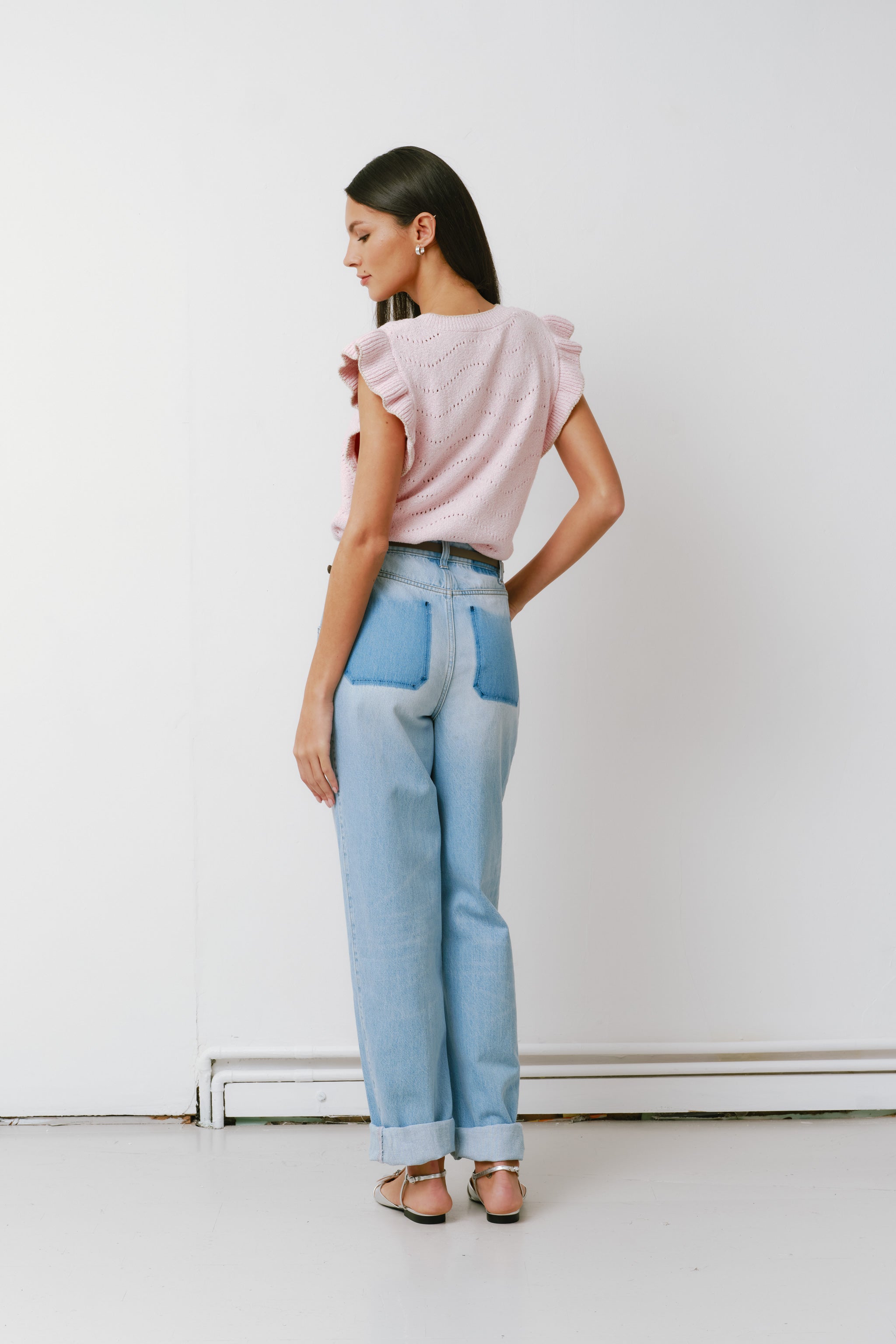 Bo Barrel Leg Turn Up Jean in Summer Sky - seventy + mochi