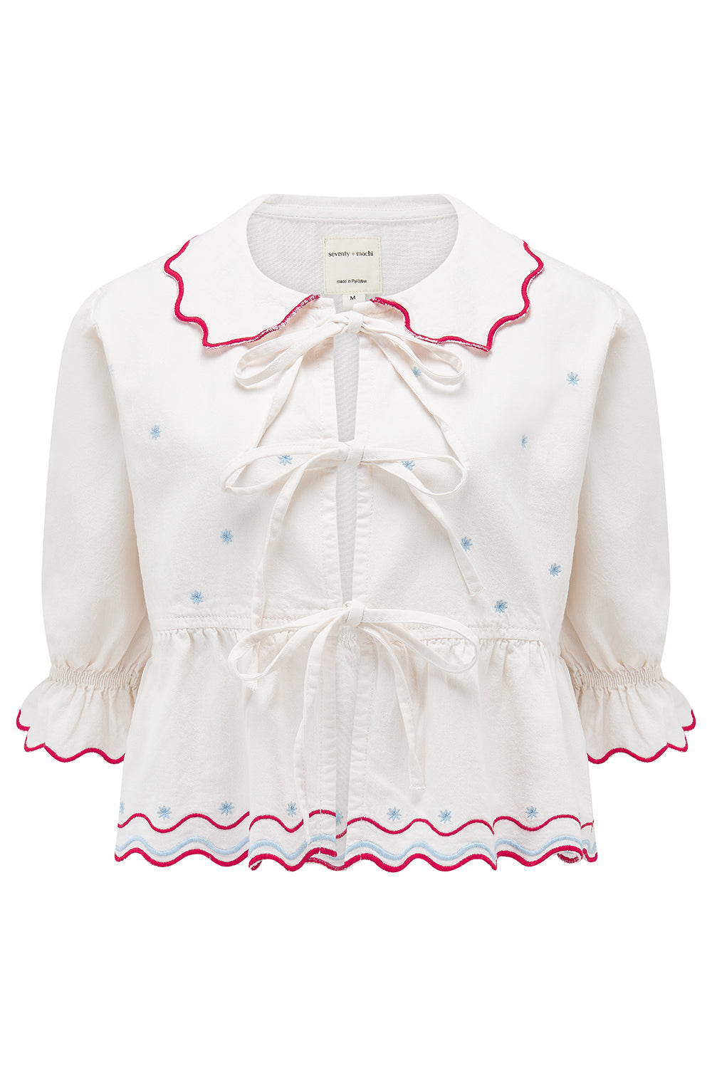 Ana Tie Blouse in White - seventy + mochi