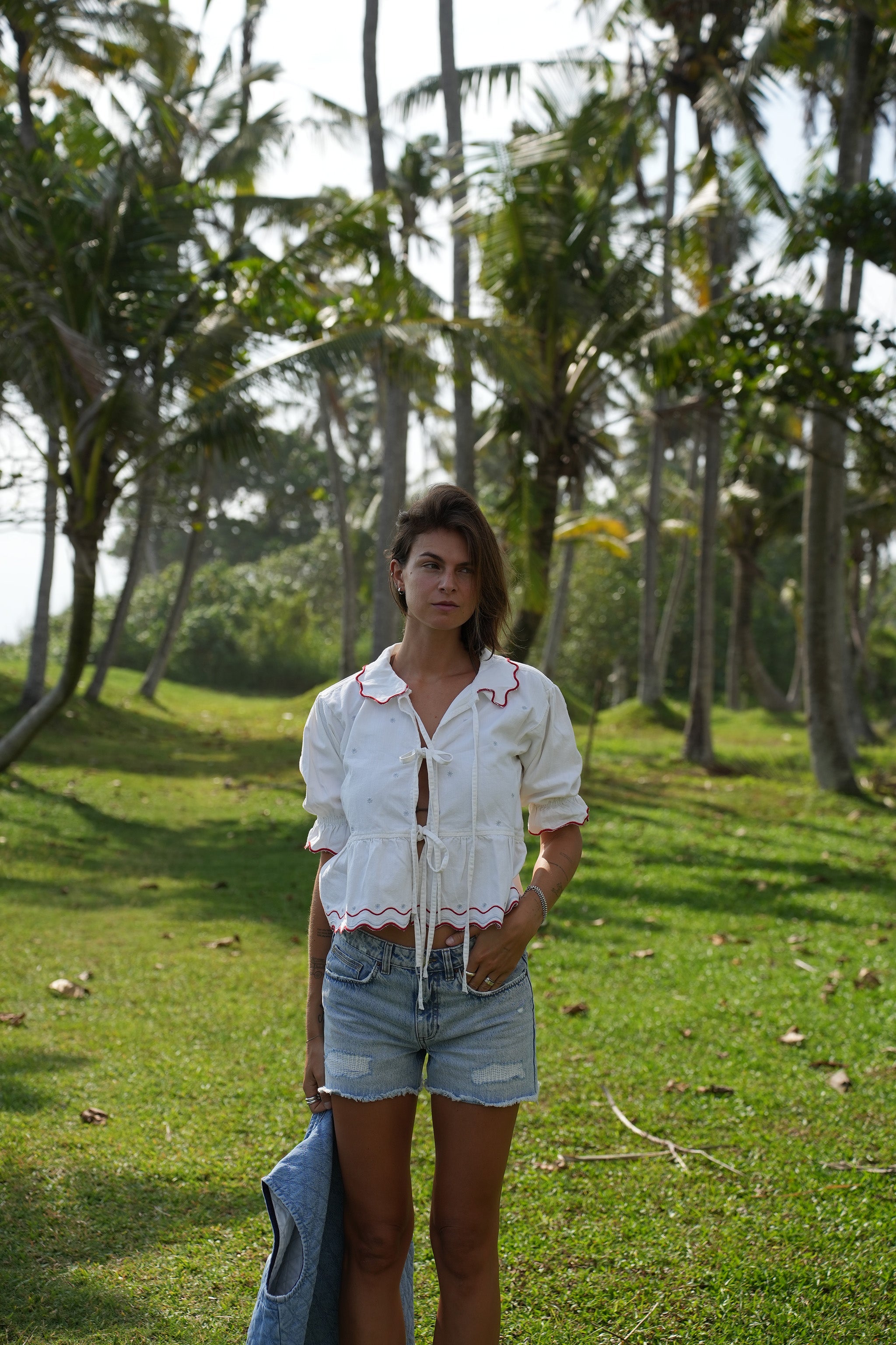 Ana Tie Blouse in White - seventy + mochi