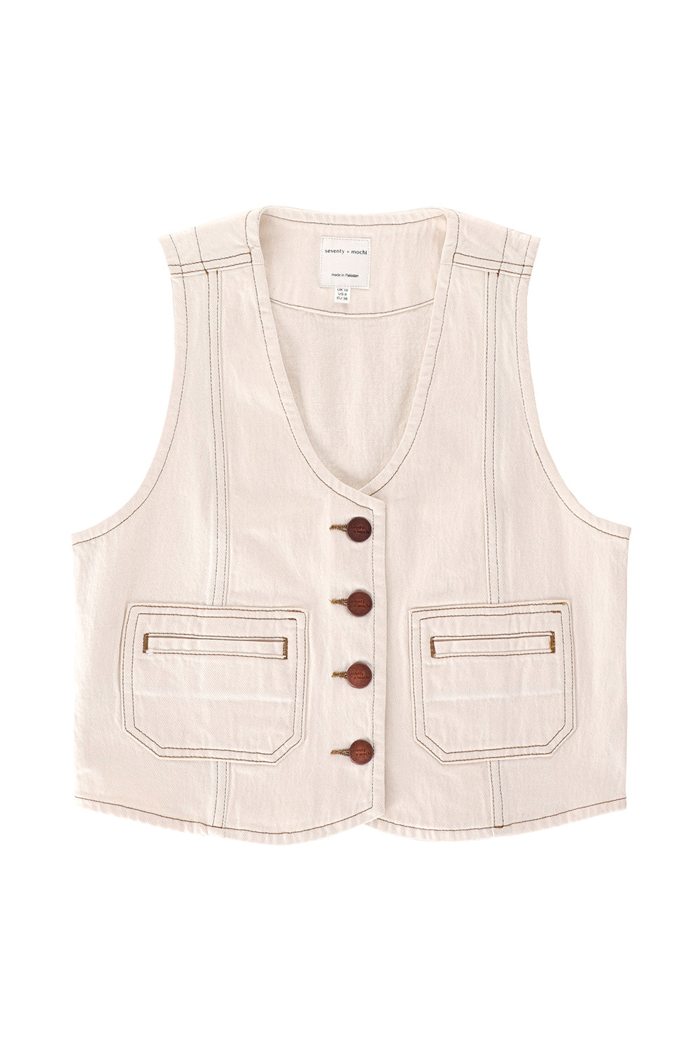 Bea Waistcoat in Ecru Denim - seventy + mochi