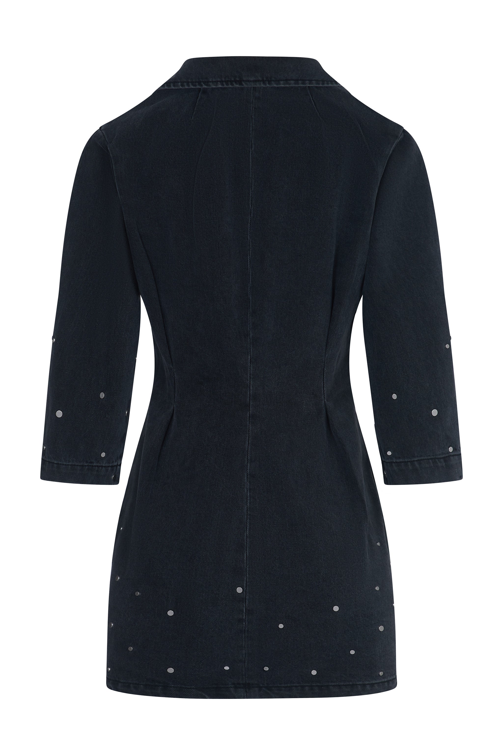 Bette Studded Denim Mini Dress in Raven