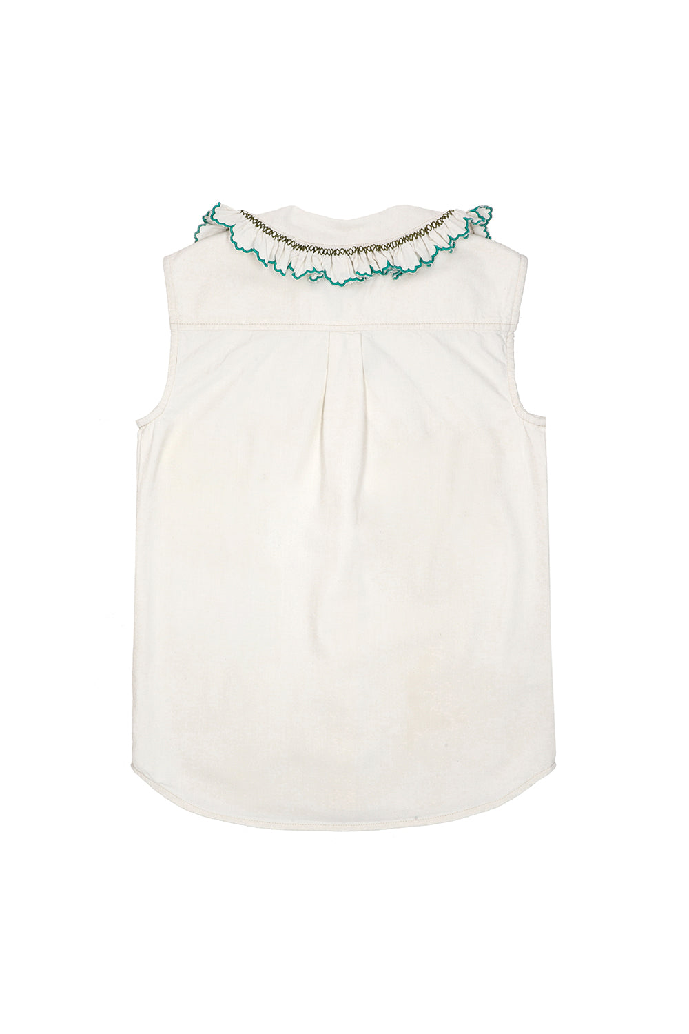 Daisy Blouse Sleeveless in Ecru Denim - seventy + mochi