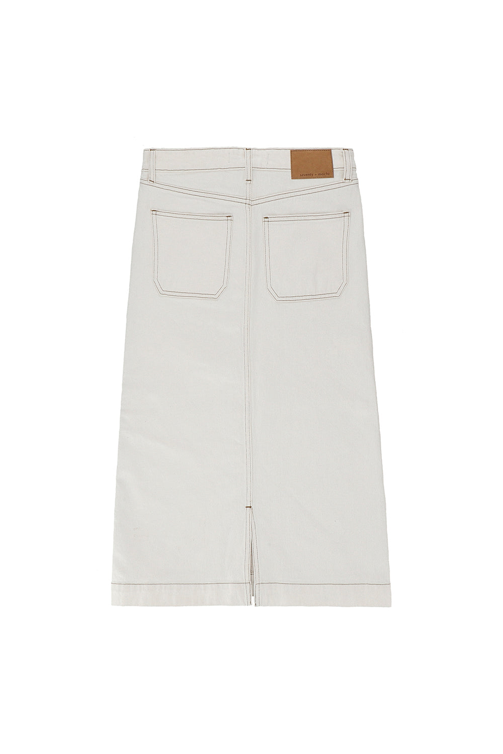 Elodie Midi Skirt in Ecru Denim - seventy + mochi