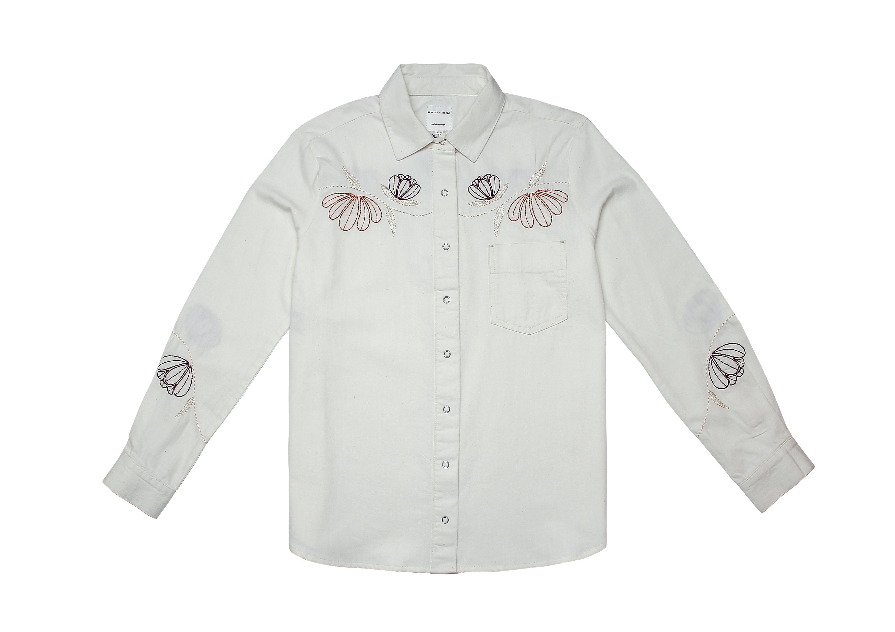 Flor Ray Shirt in Ecru - seventy + mochi