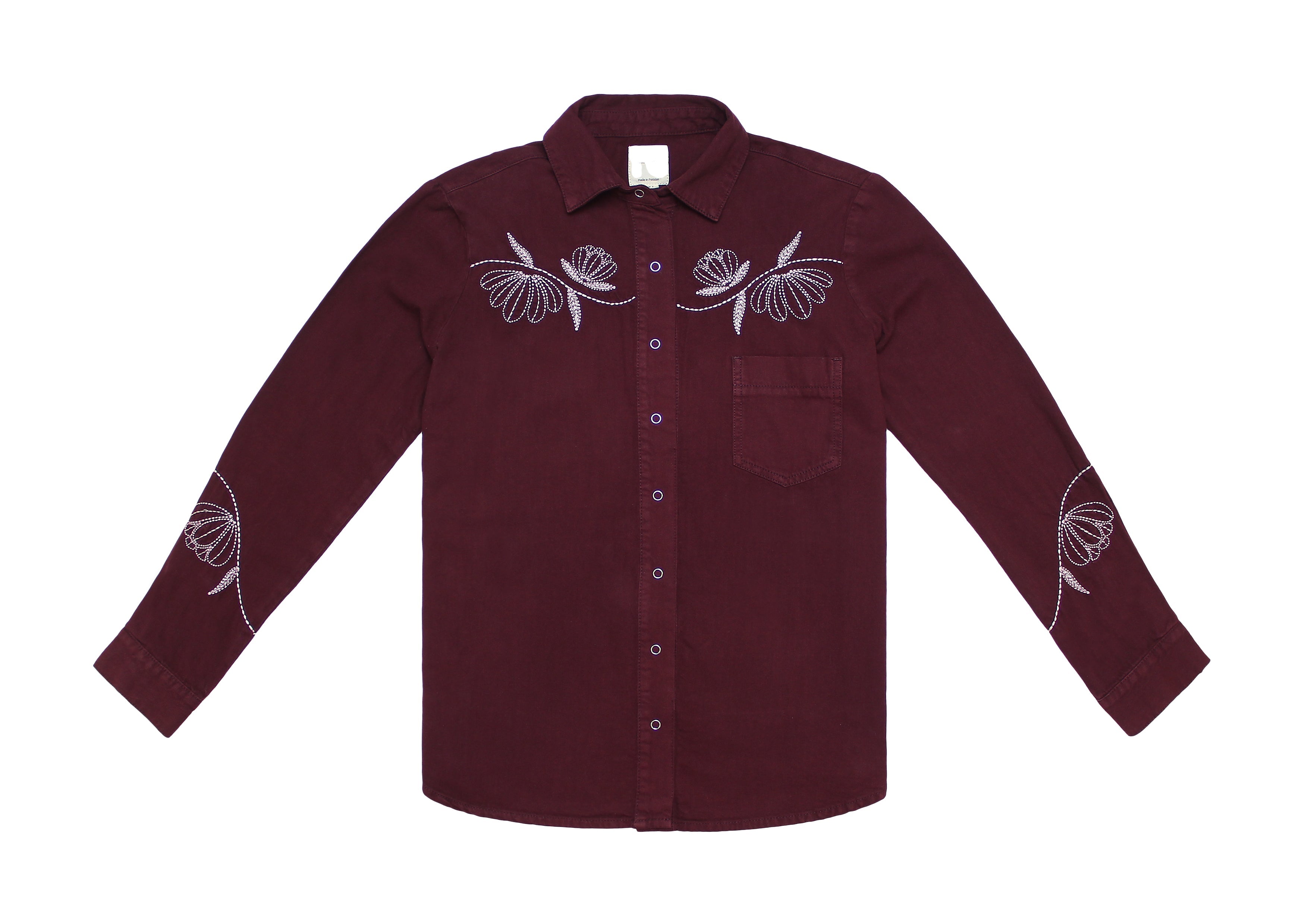 Flor Ray Shirt in Burgundy - seventy + mochi