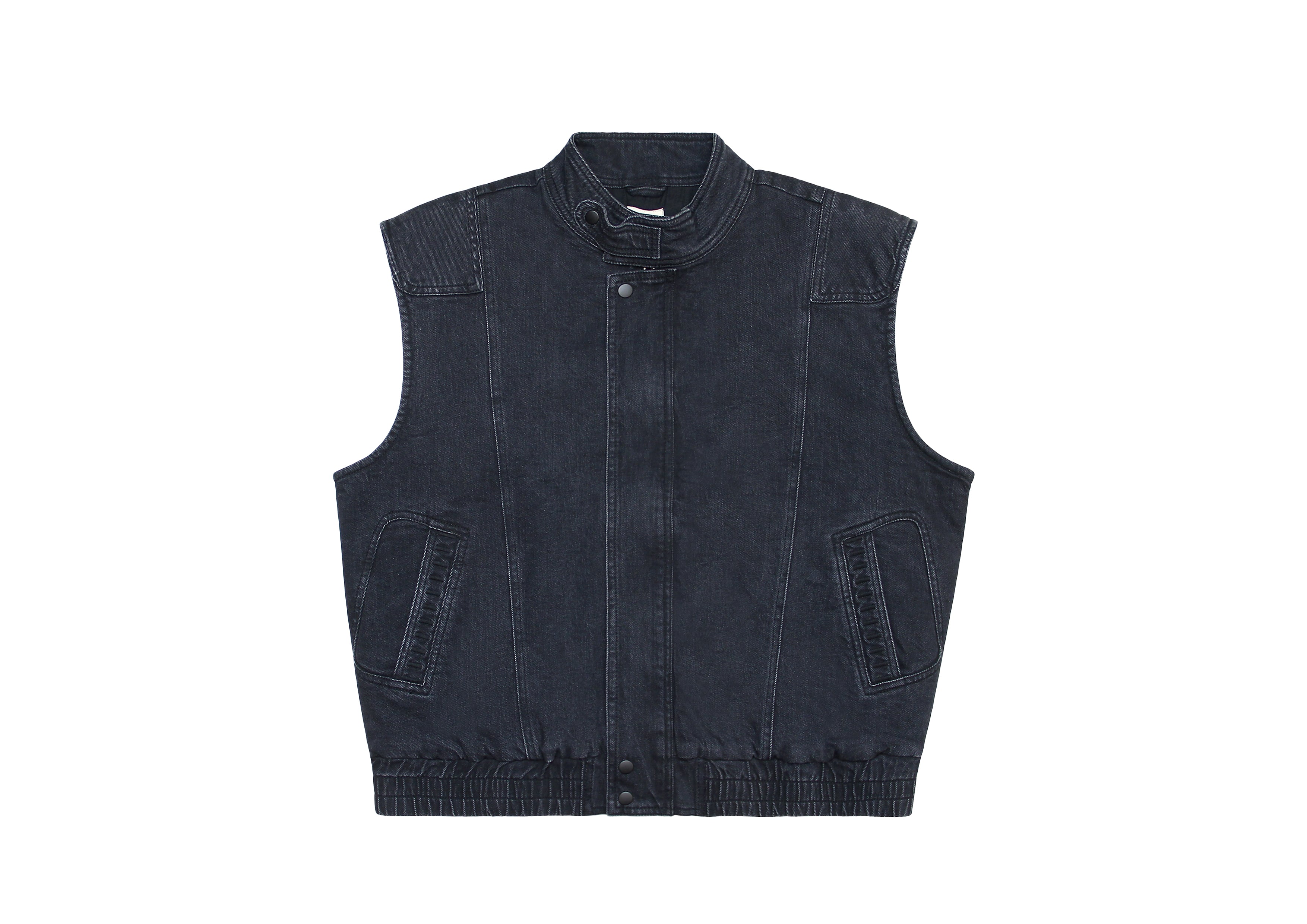 Sleeveless Oversized Juno Jacket in Washed Black - seventy + mochi