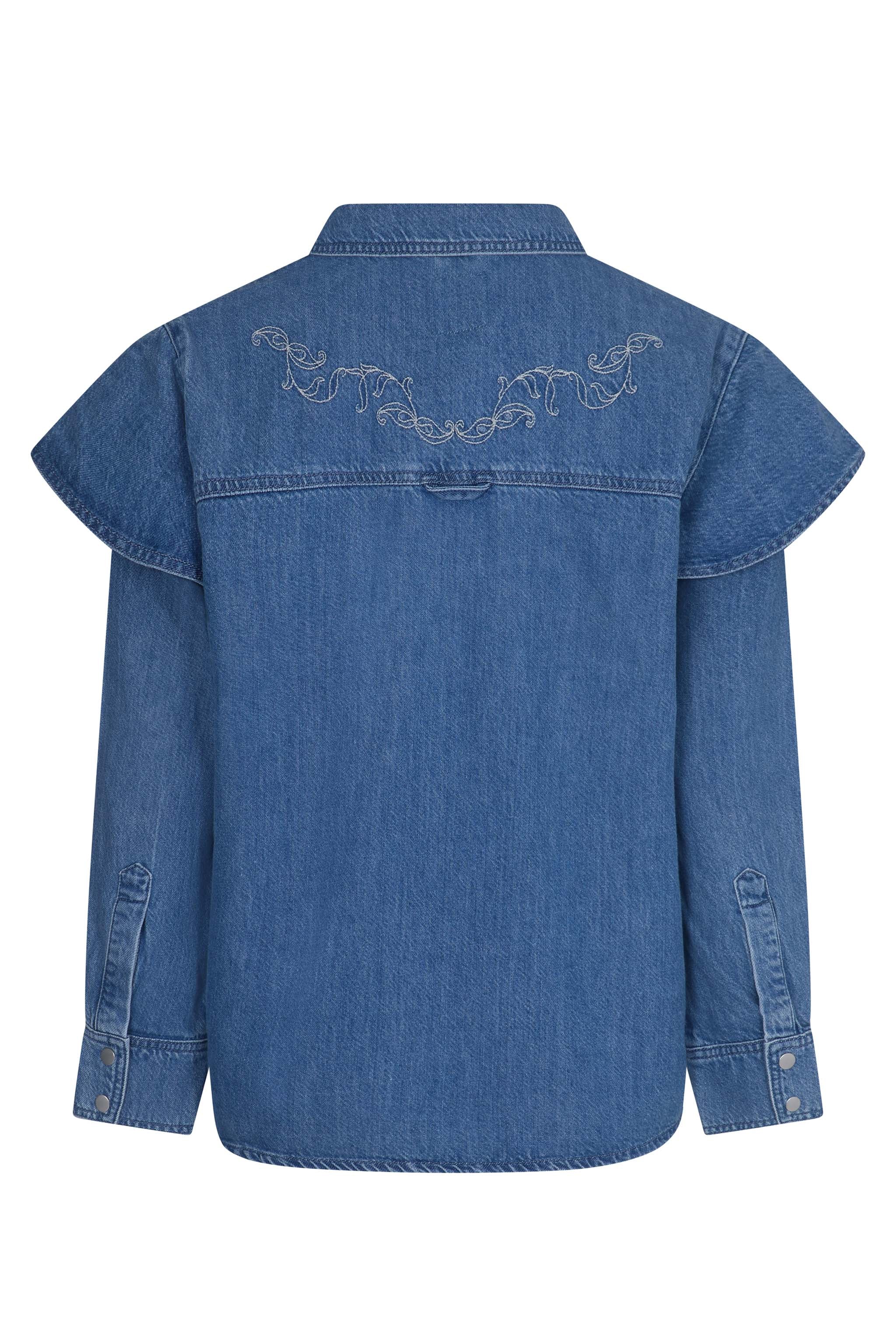 Juno Embroidered Denim Shirt in Malibu