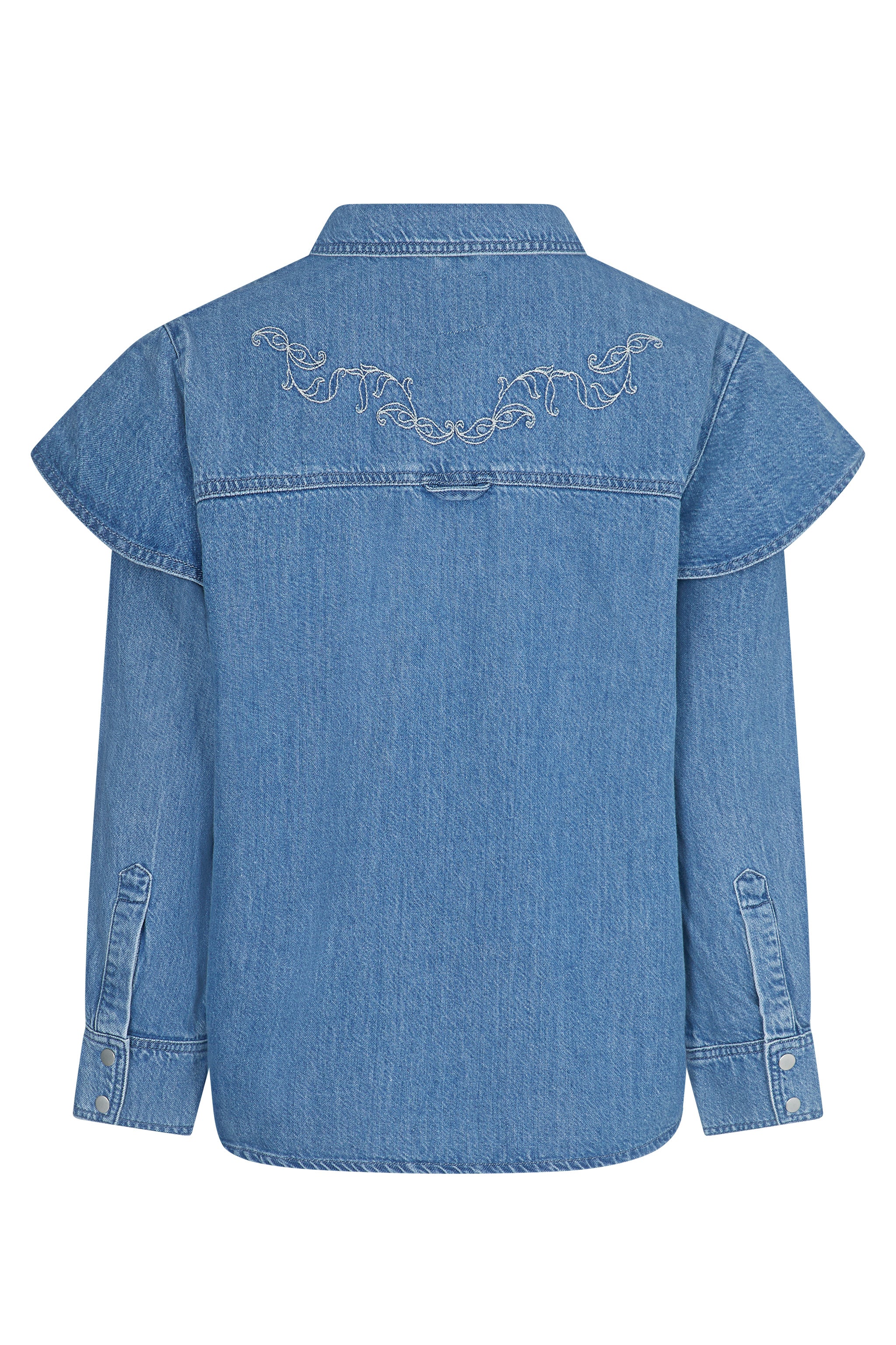 Juno Embroidered Denim Shirt in Malibu