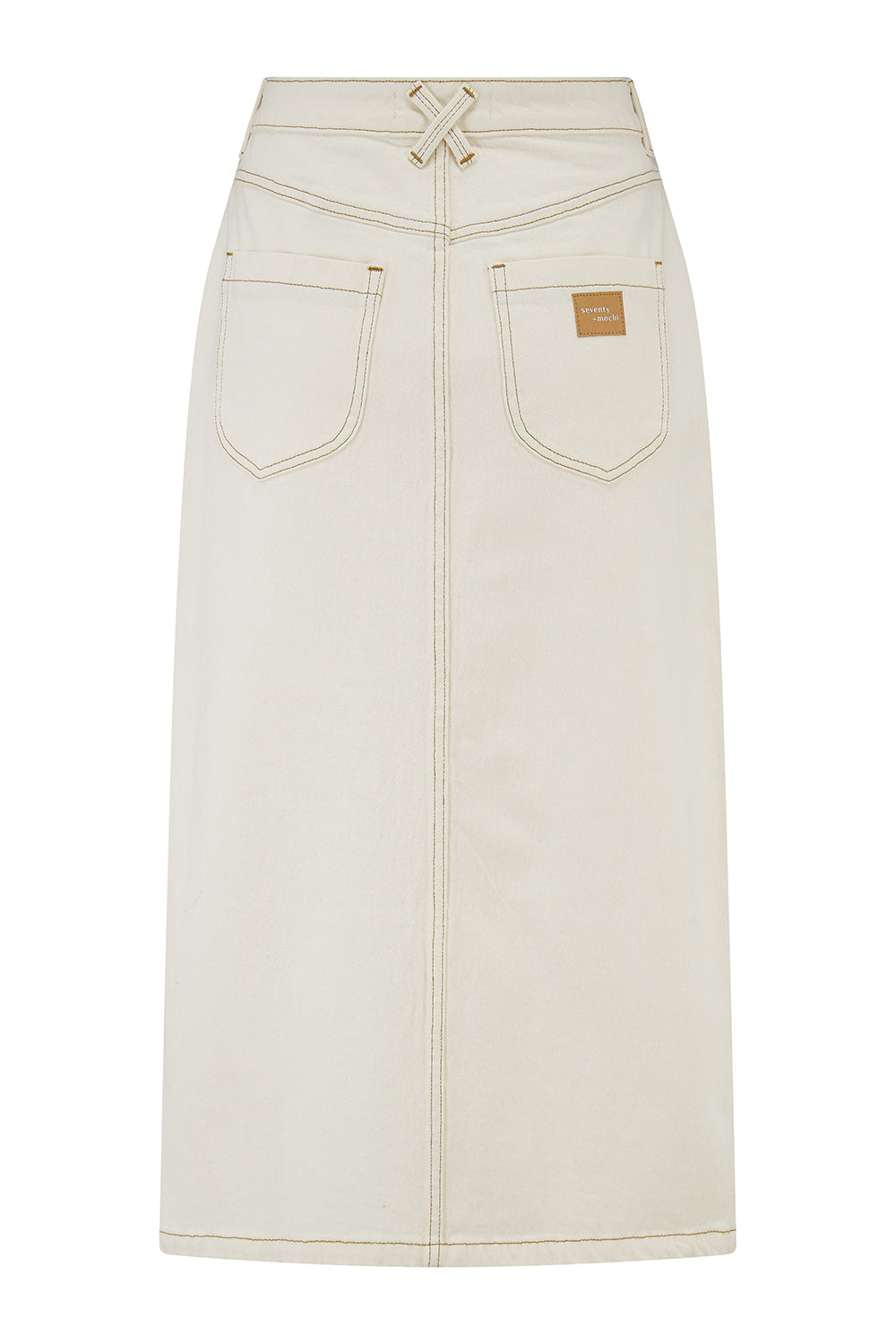 Mia Maxi Denim Skirt in Ecru - seventy + mochi