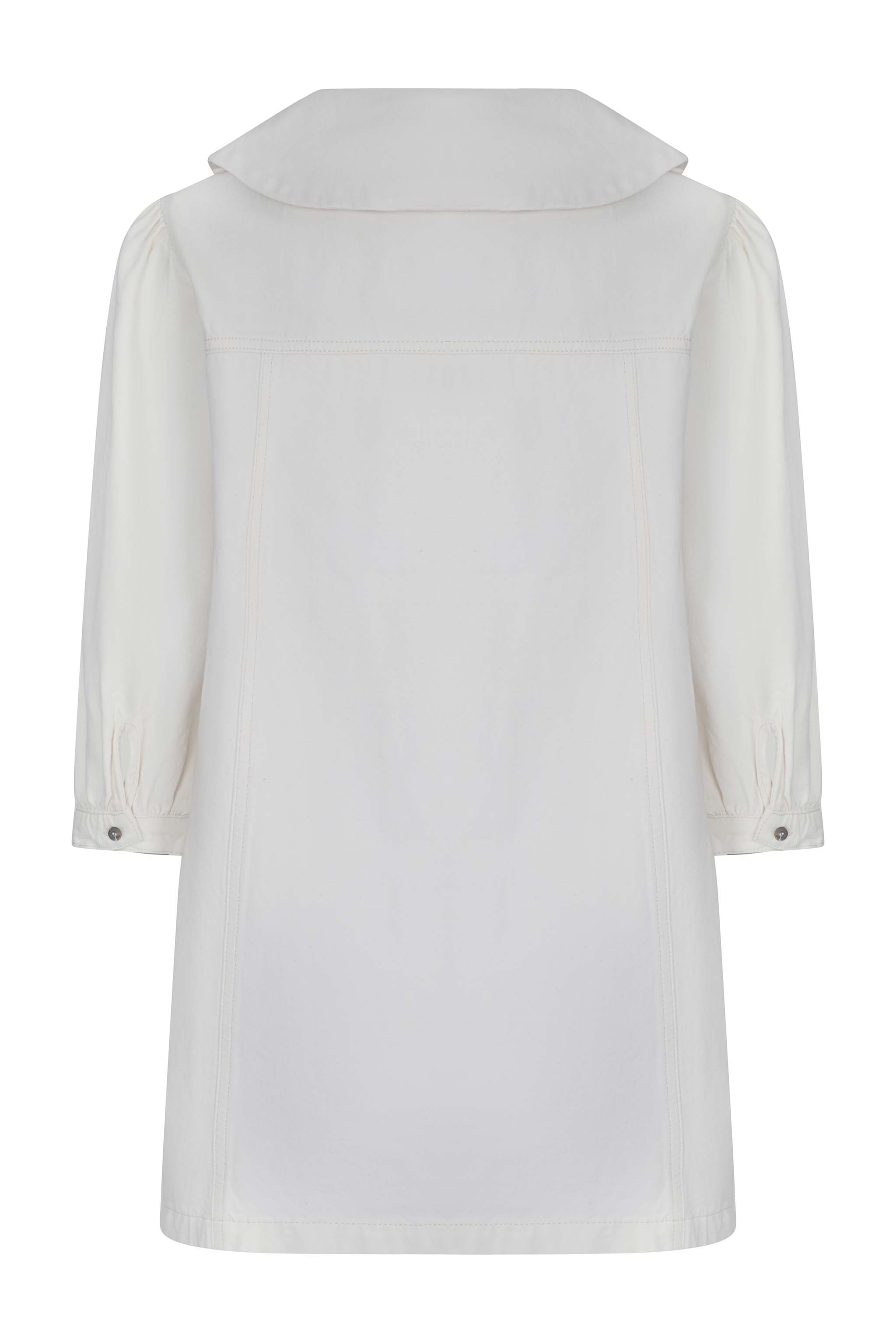 Neve Flower-Embroidered Denim Mini Dress in Ecru