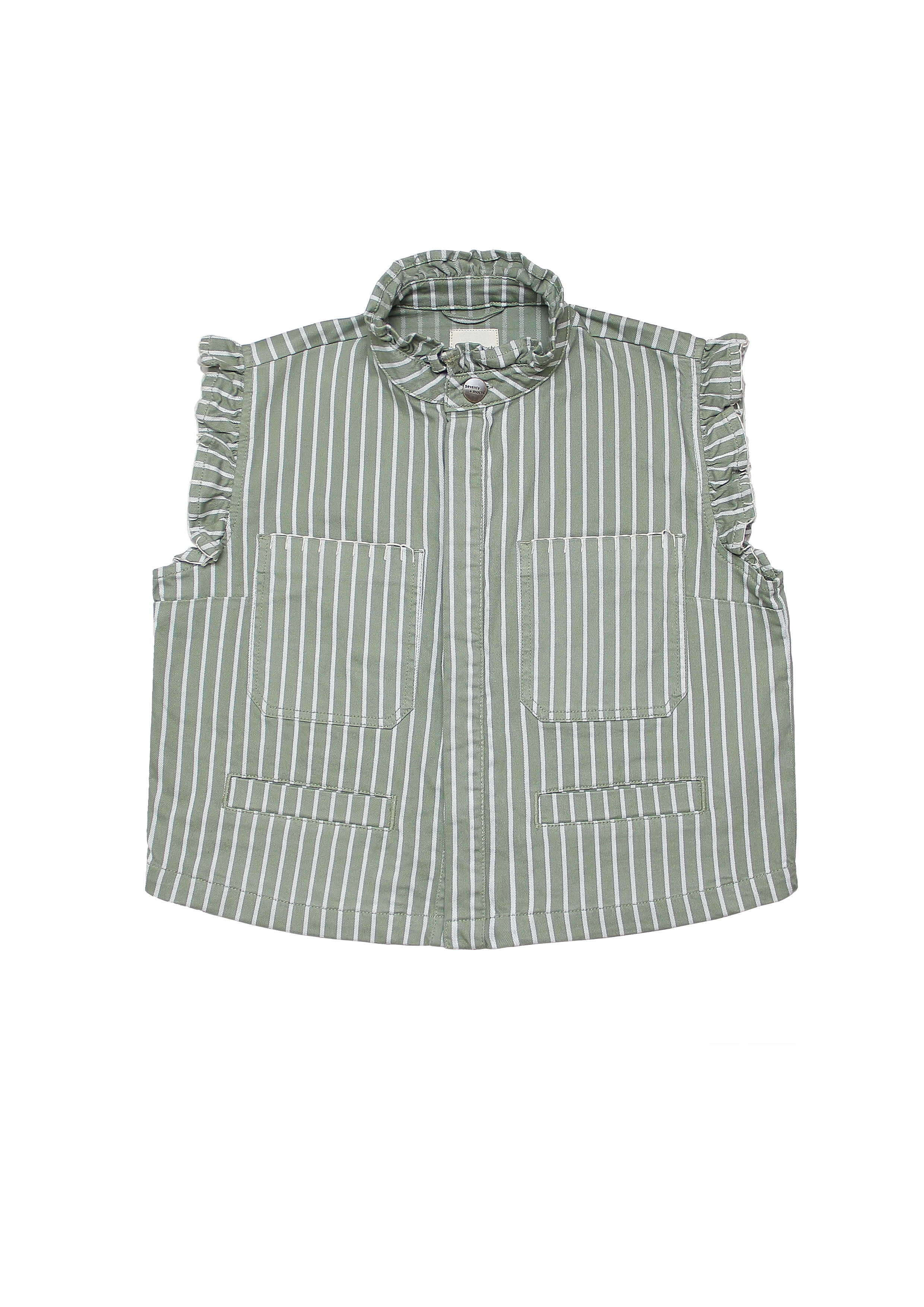 Pablo Waistcoat in Moss Wide Stripe - seventy + mochi