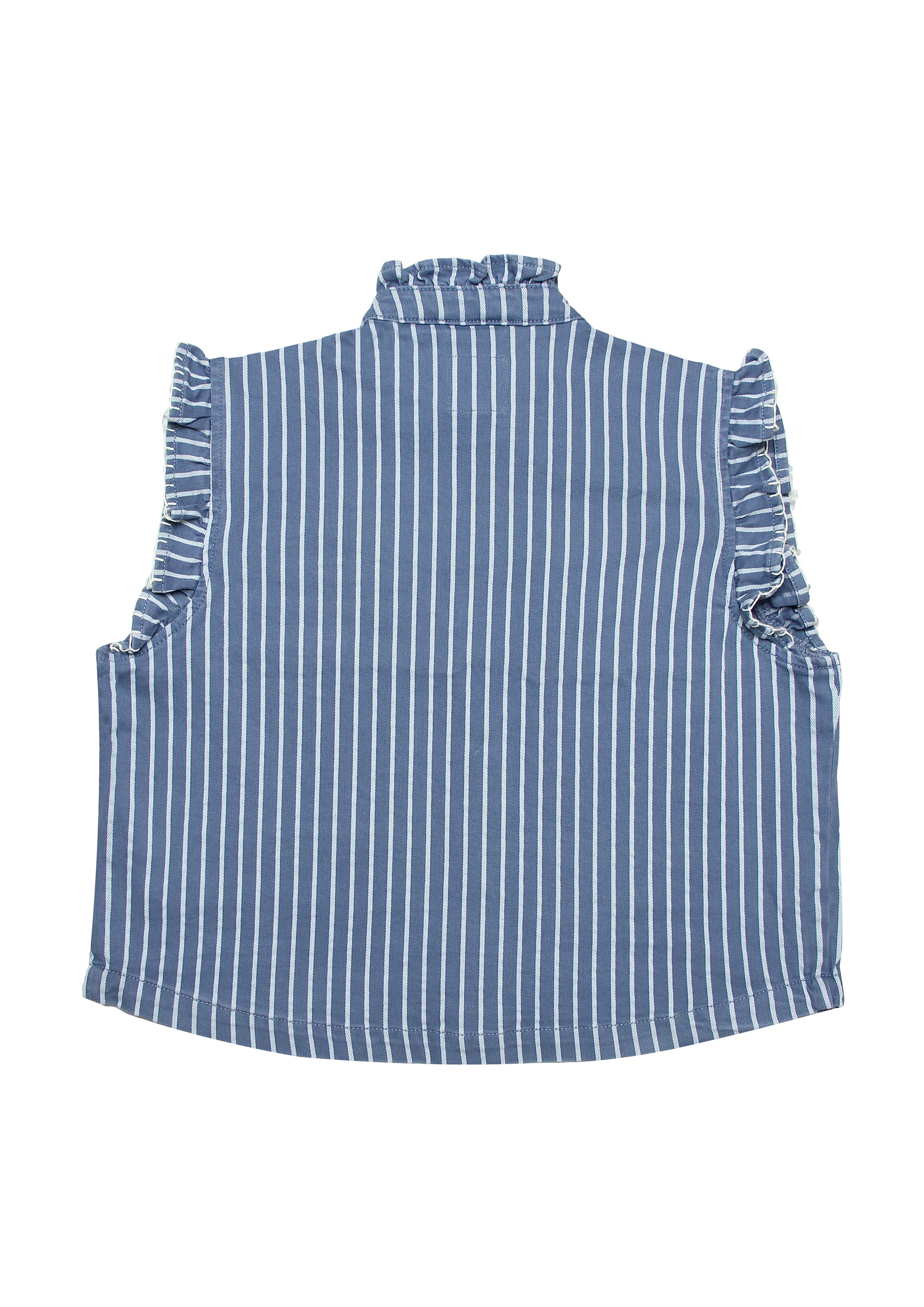 Pablo Waistcoat in Washed Denim Wide Stripe - seventy + mochi