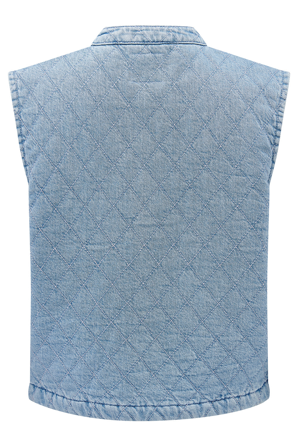 Pablo Quilted Denim Vest in Summer Sky - seventy + mochi