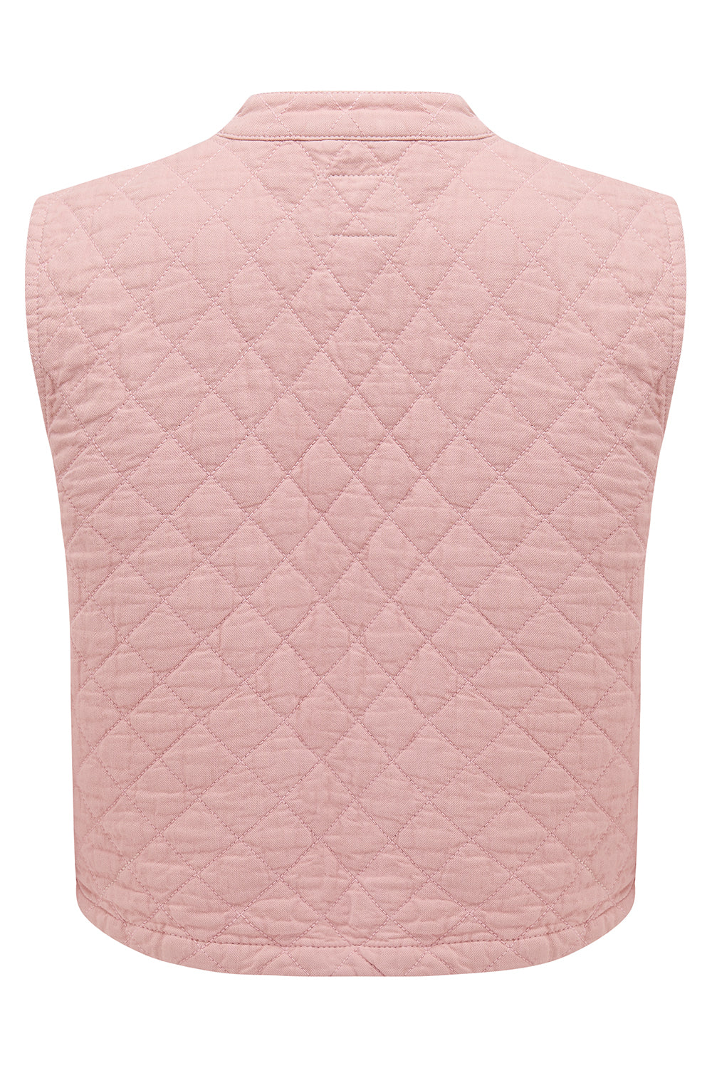 Pablo Quilted Denim Vest in Peony Pink - seventy + mochi