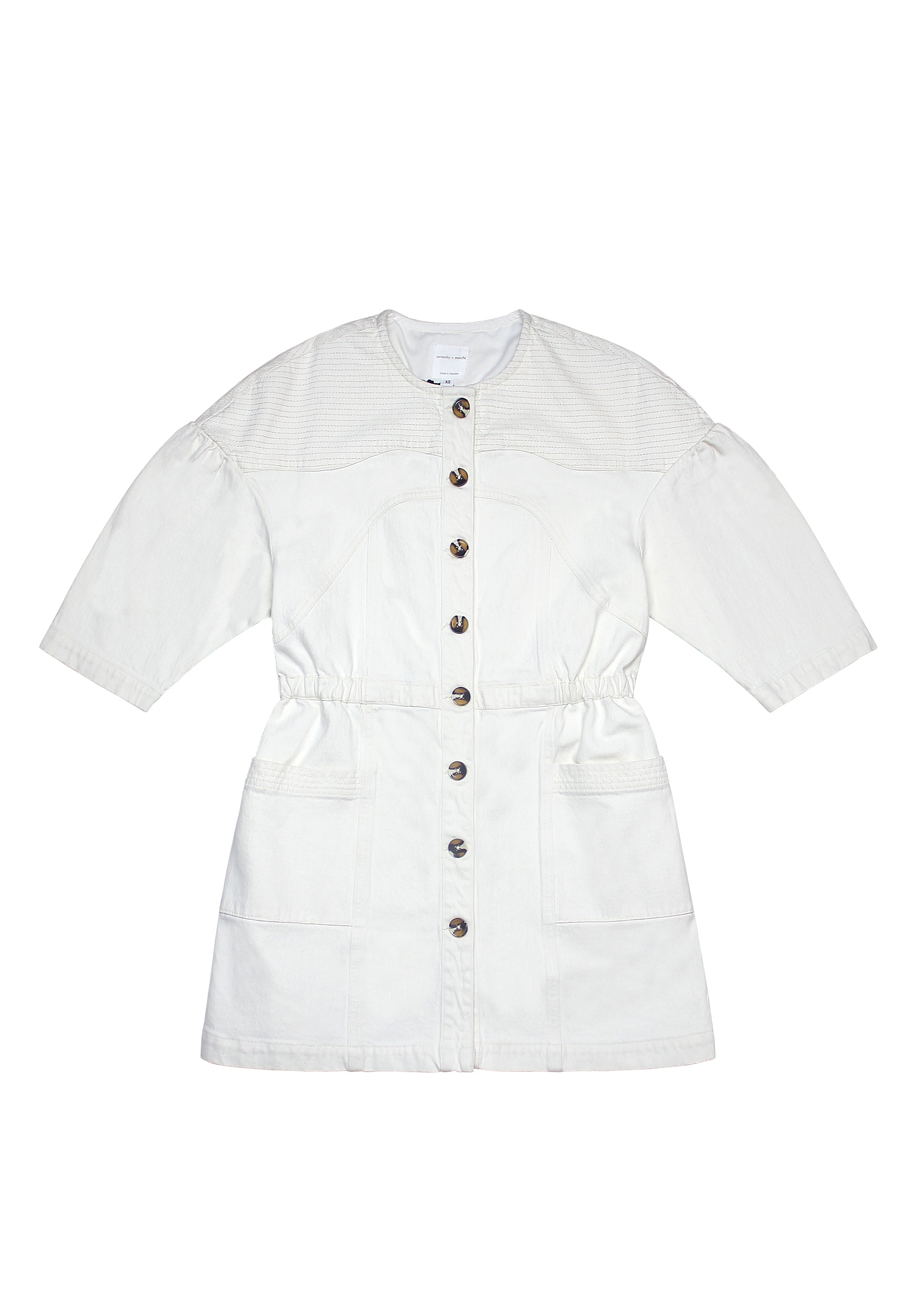 Zaha Mini Dress in Ecru - seventy + mochi