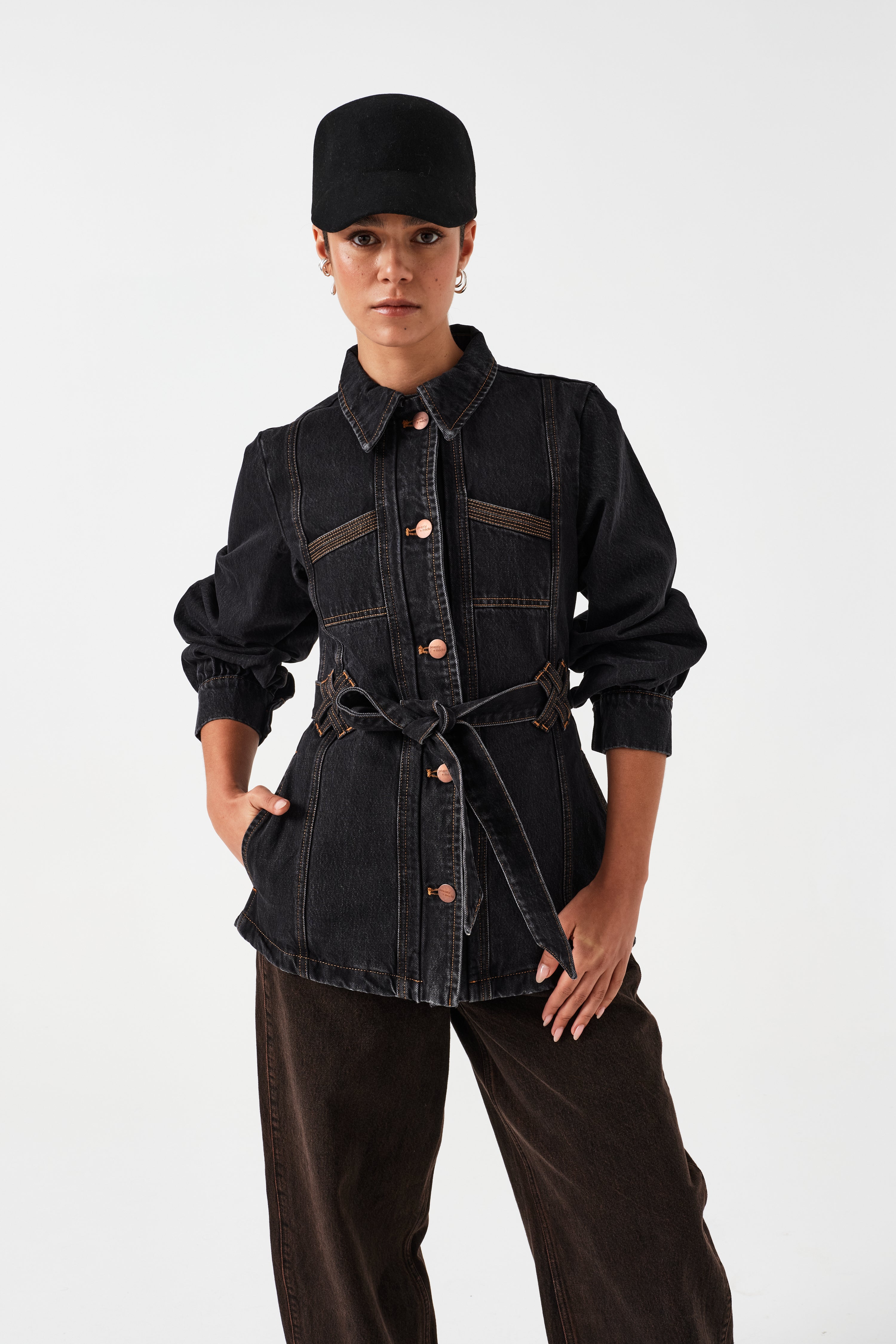 Willow Jacket in Black Denim - seventy + mochi