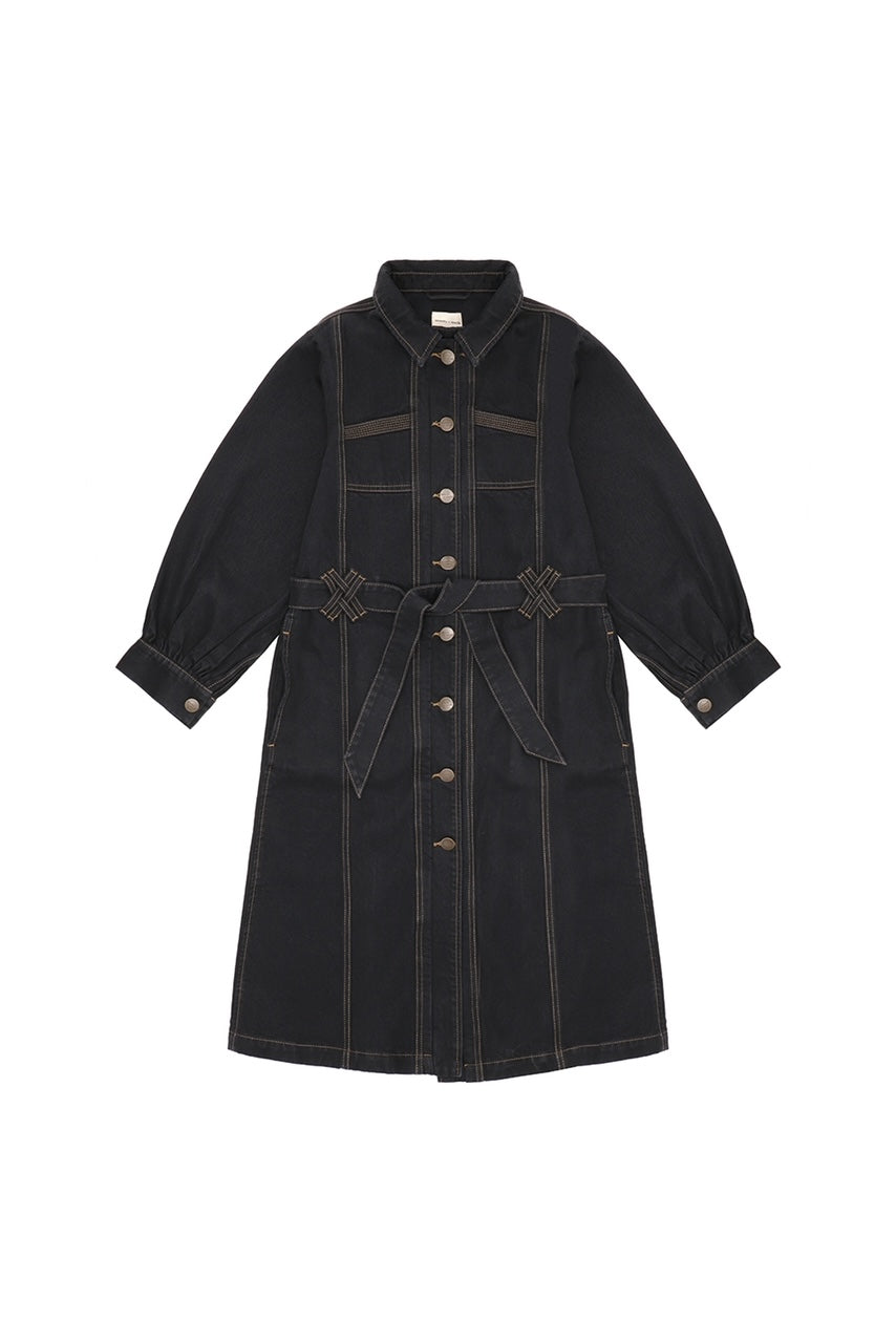 Willow Trench Coat in Black Denim - seventy + mochi