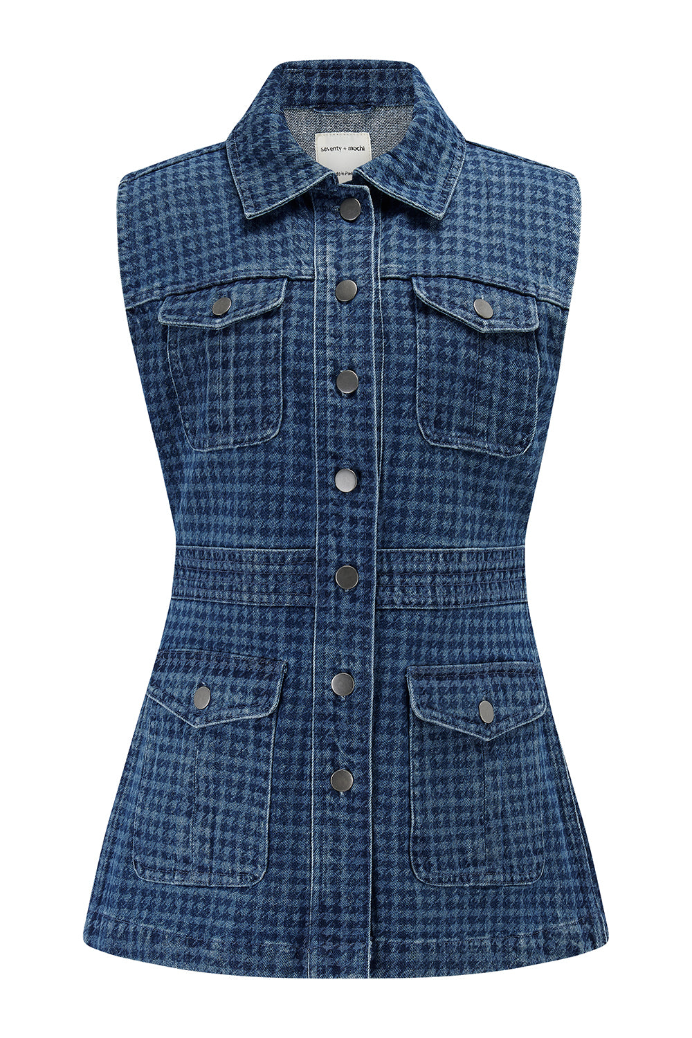 Ani Denim Vest in Houndstooth Idaho