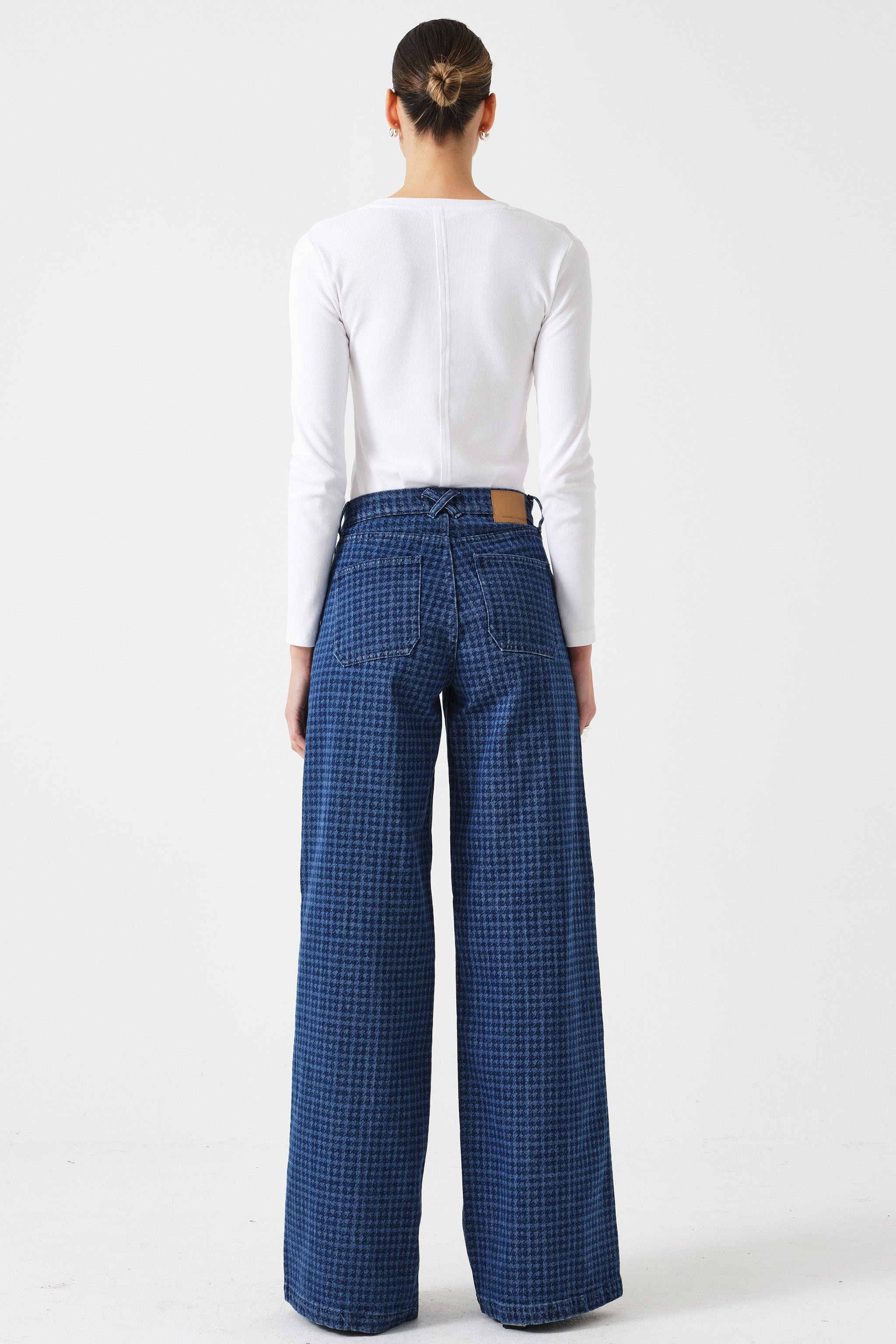 Bay Wide Leg Jean in Houndstooth Idaho
