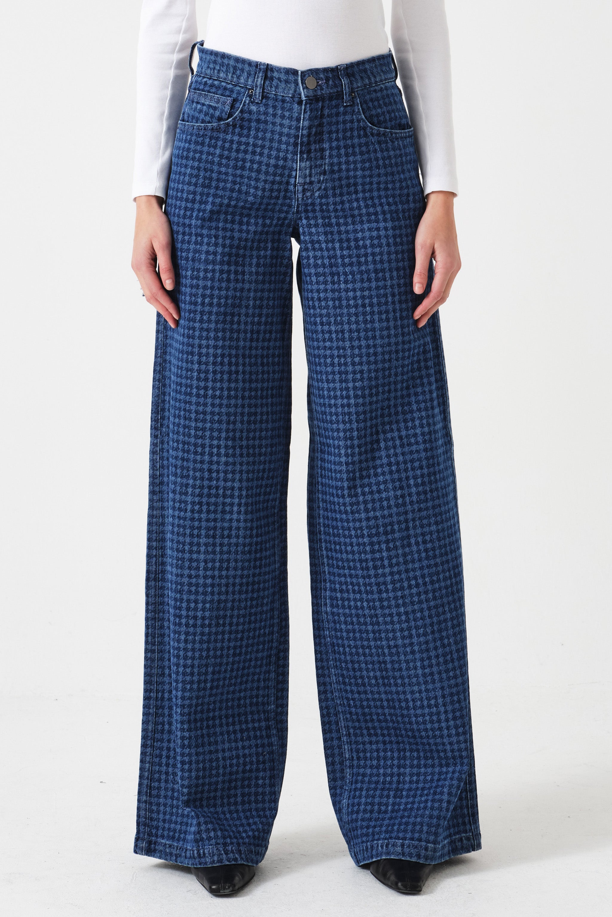 Bay Wide Leg Jean in Houndstooth Idaho