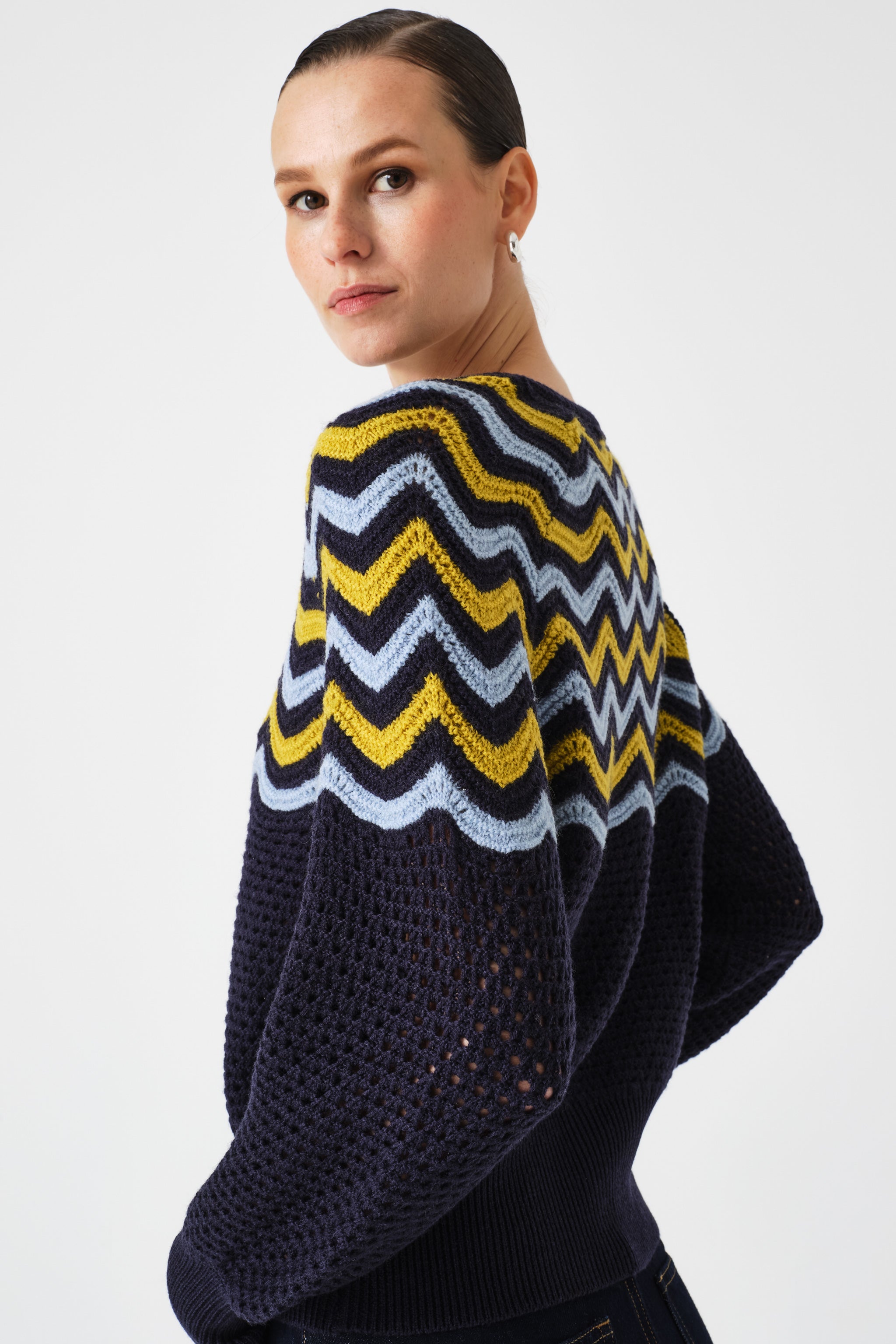 Bennie Wool Cardigan in Navy