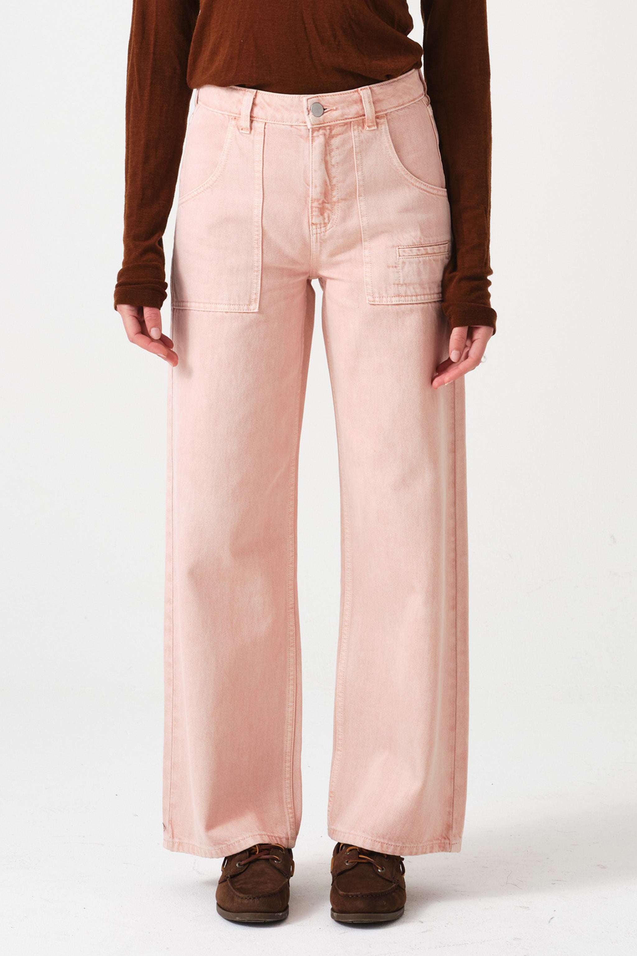 Eden Cropped Wide Leg Jean in Peony Pink
