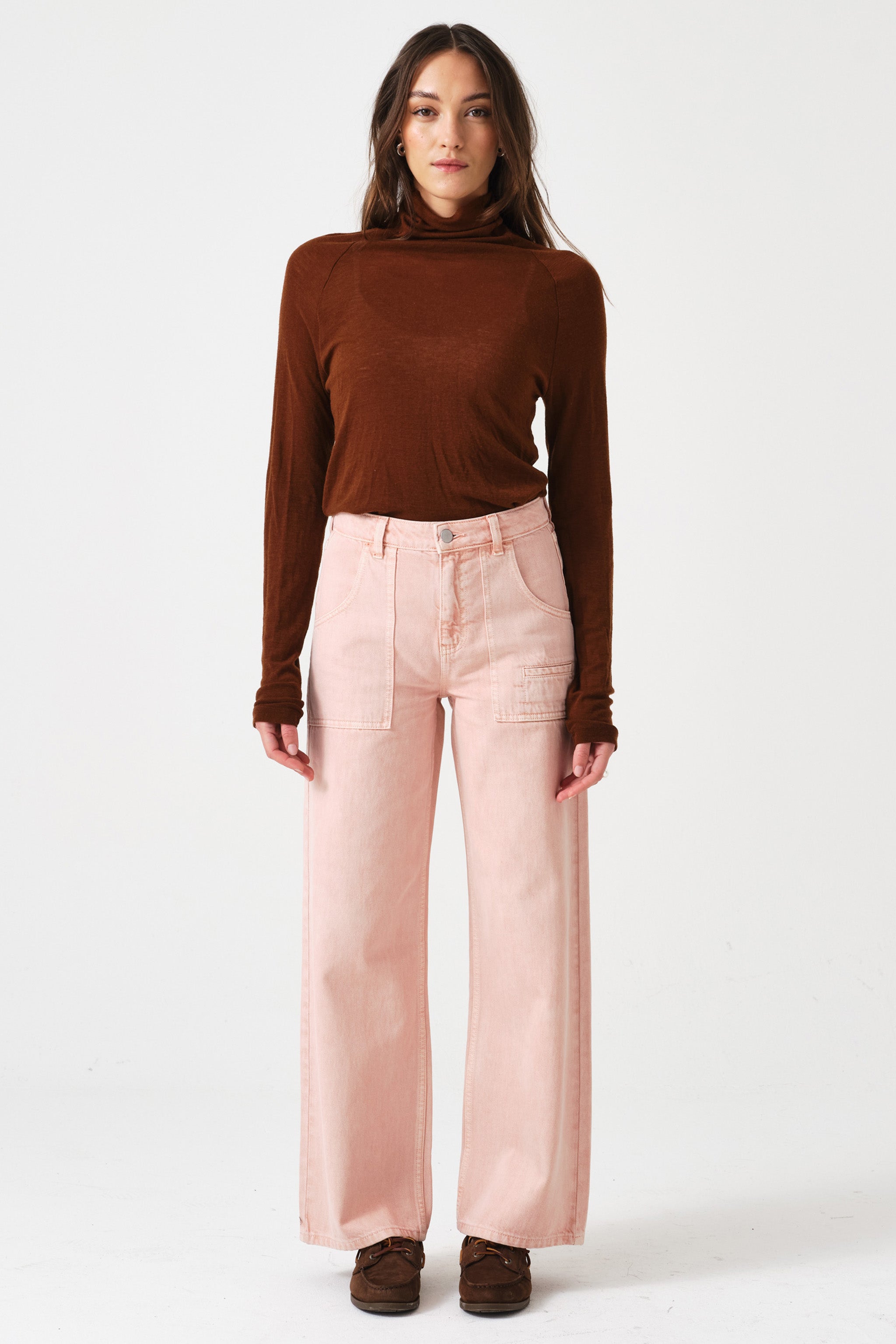Eden Cropped Wide Leg Jean in Peony Pink