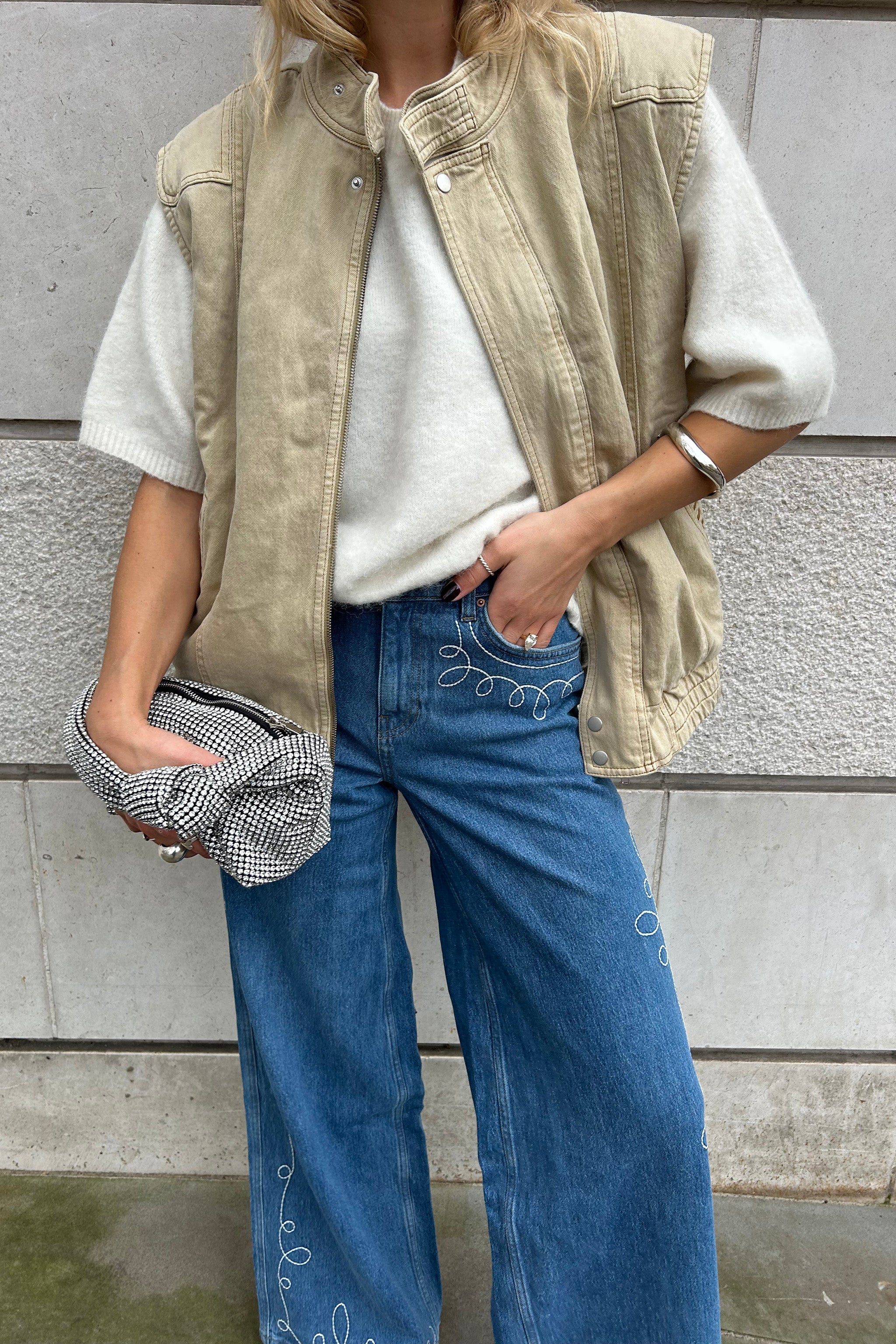 Sleeveless Oversized Juno Jacket in Desert Sand - seventy + mochi