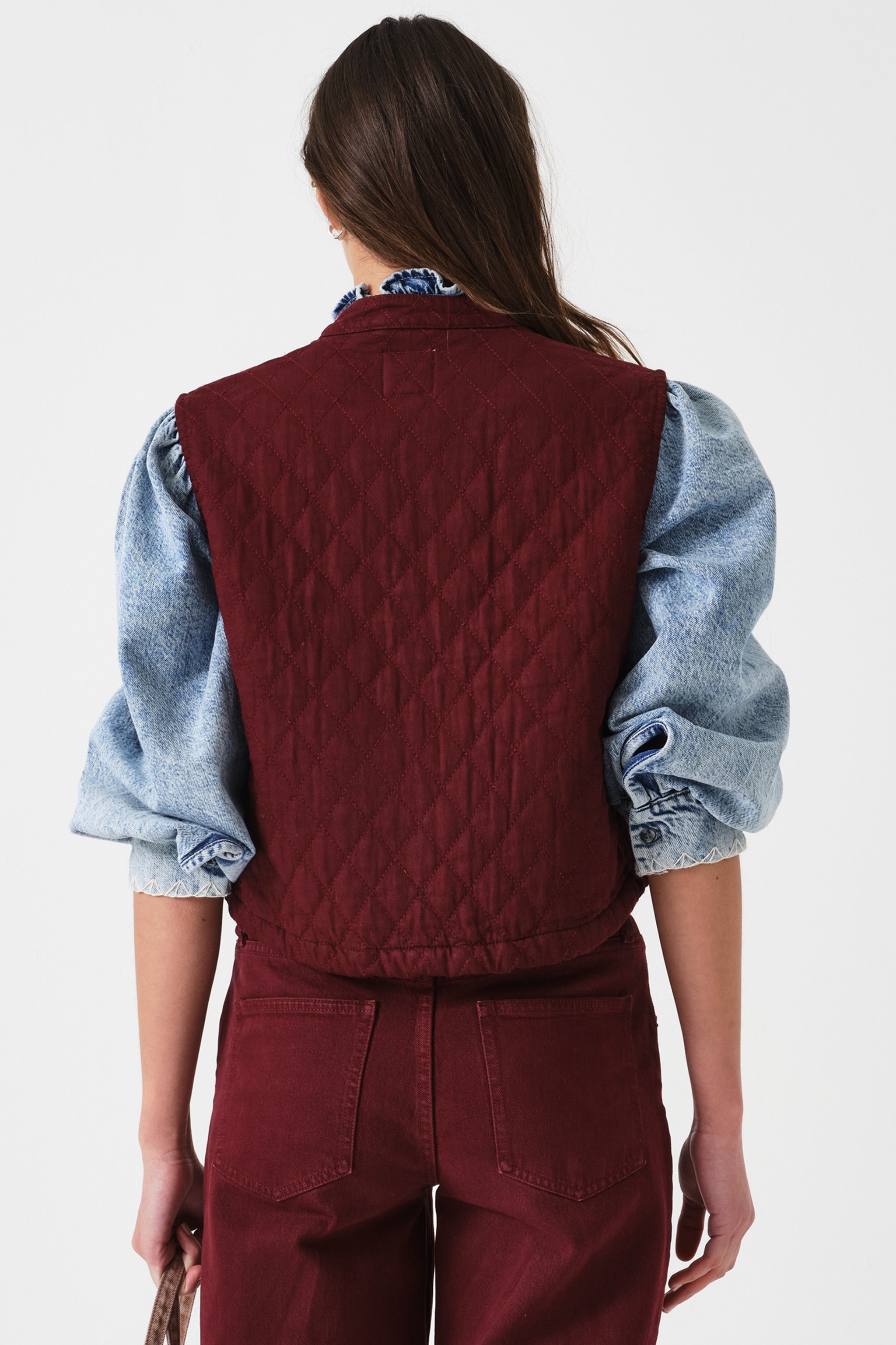 Quilted Pablo Vest in Mulberry