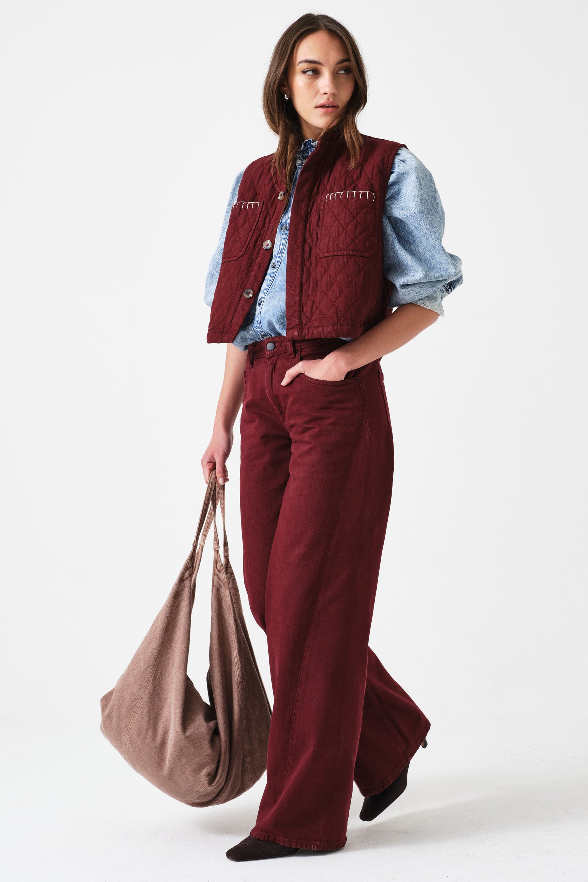 Quilted Pablo Vest in Mulberry