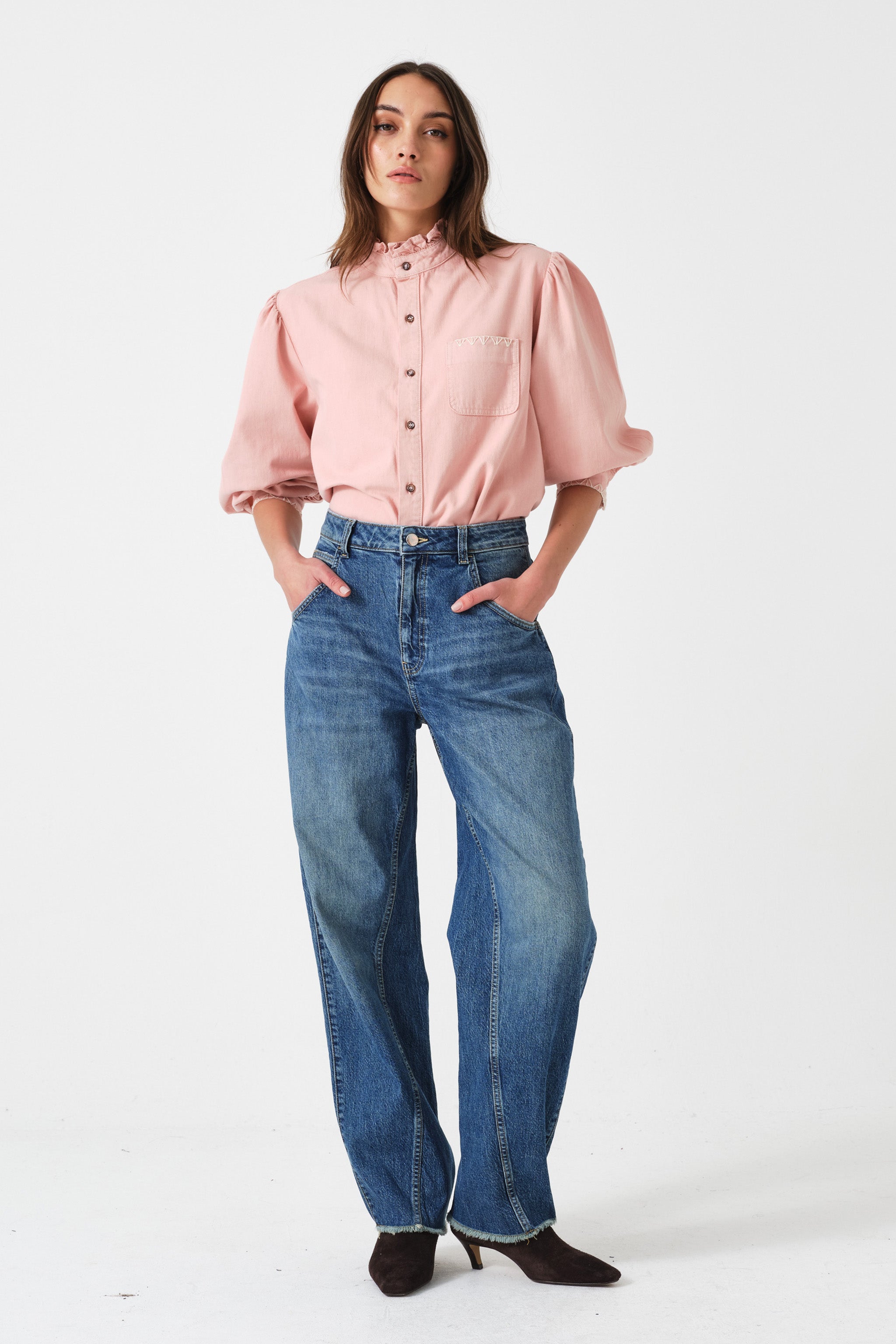 Poet Blouse in Peony Pink