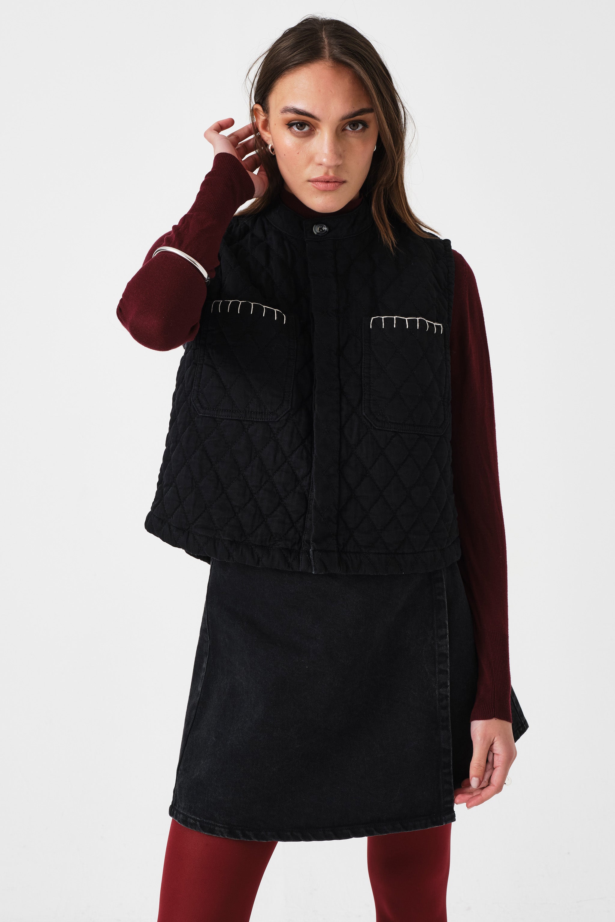 Quilted Pablo Vest in Black