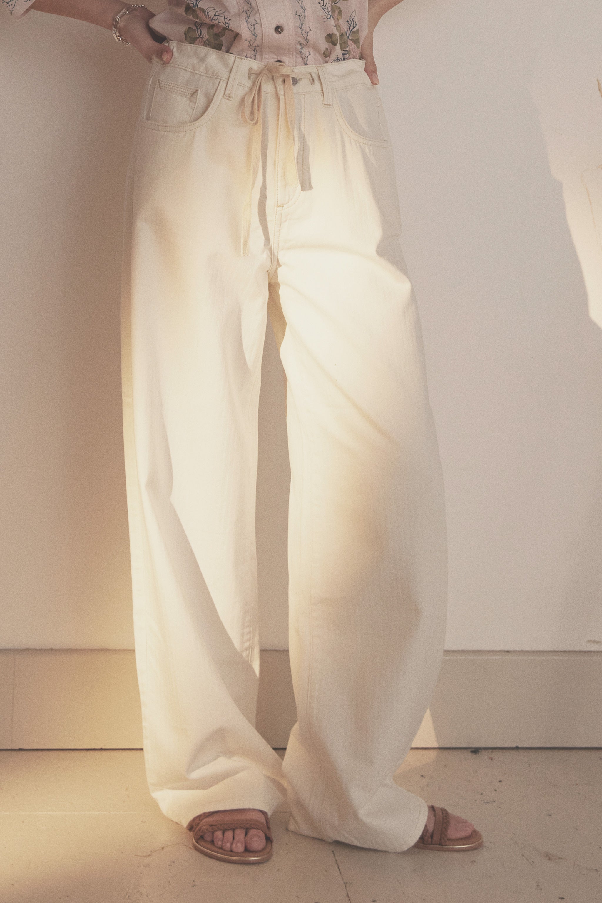 Blake Low Rise Jean in Herringbone Ecru