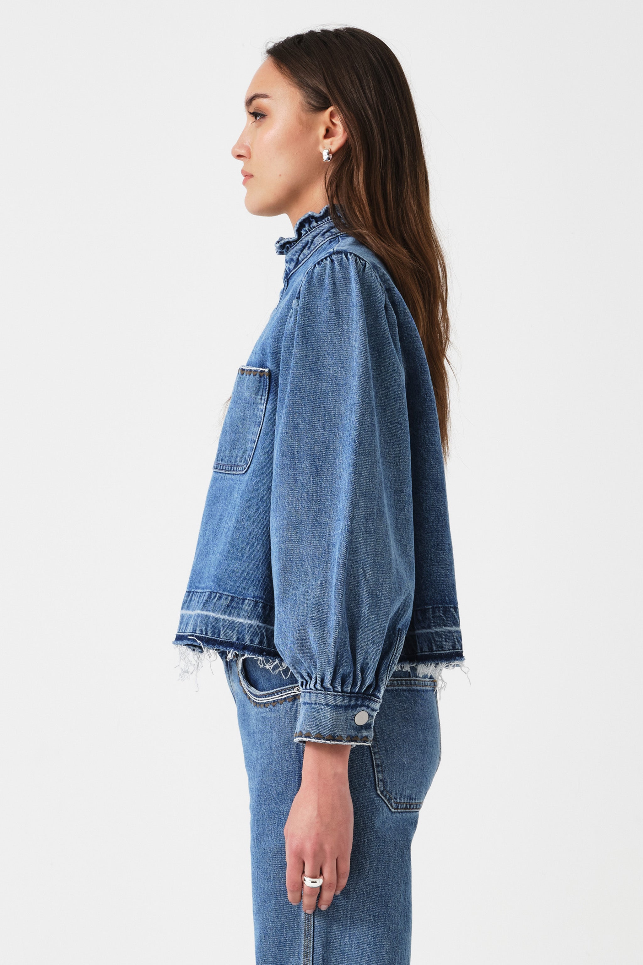 Ziggy Cropped Denim Jacket in Rodeo