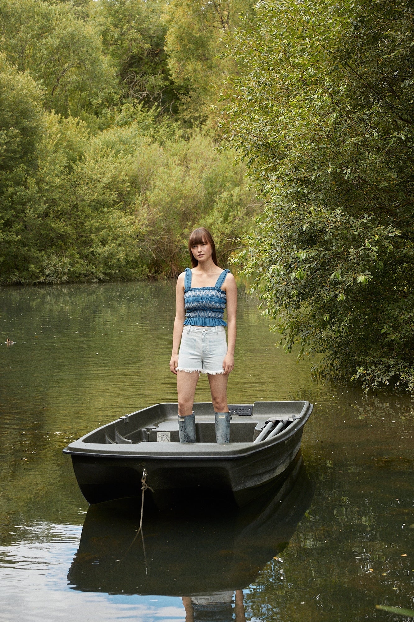 Sally Tie Bandeau Vest in Washed Indigo - seventy + mochi