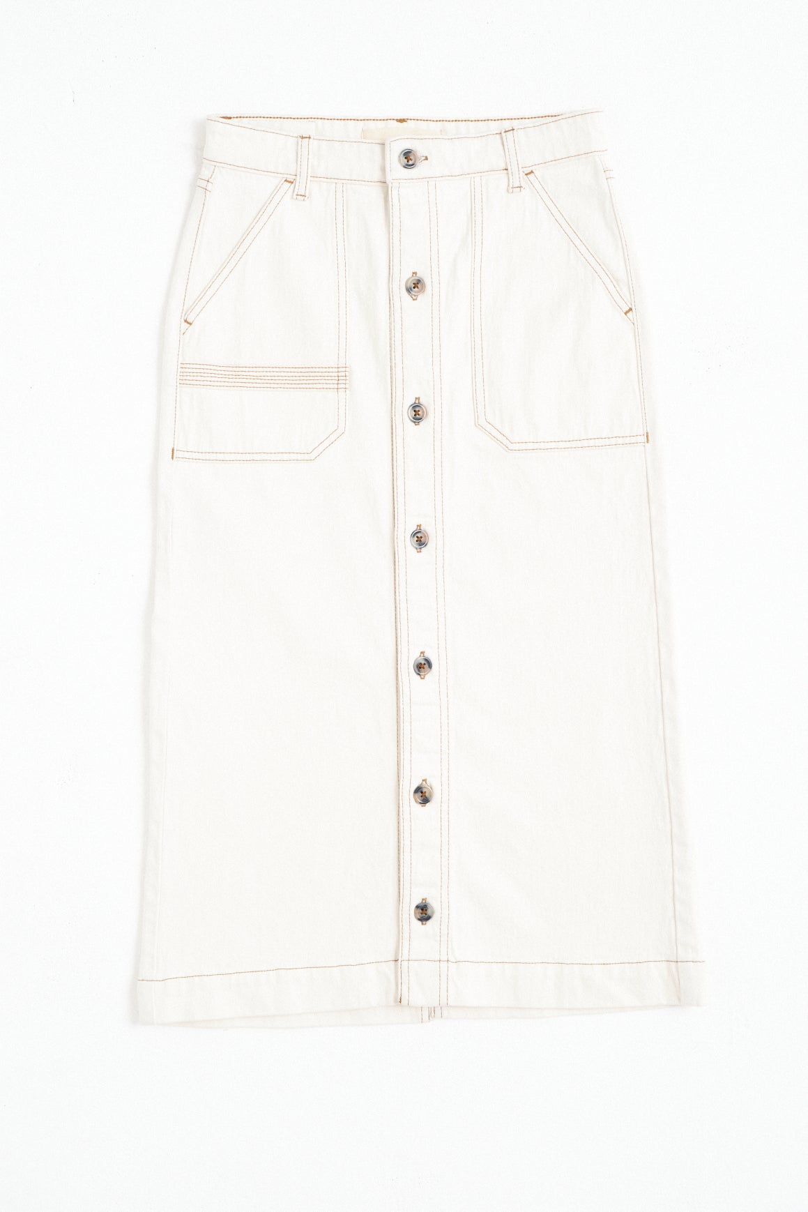 Elodie Midi Skirt in Ecru Denim - seventy + mochi