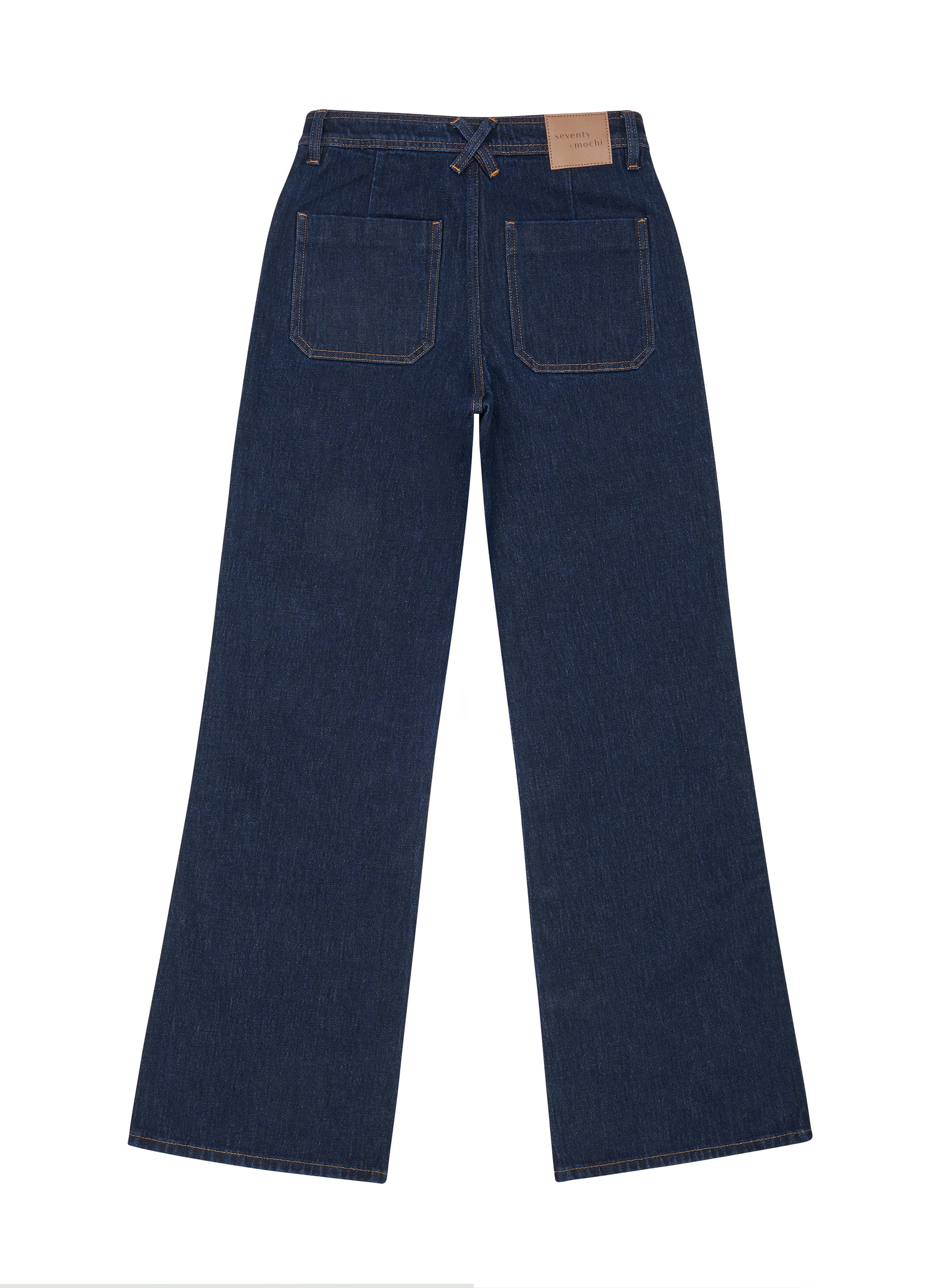 Flat image of the back of the mabel jean patch pocket in dark vintage