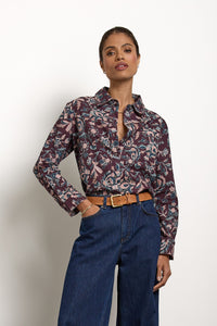 Riley Shirt In Beet Suzani