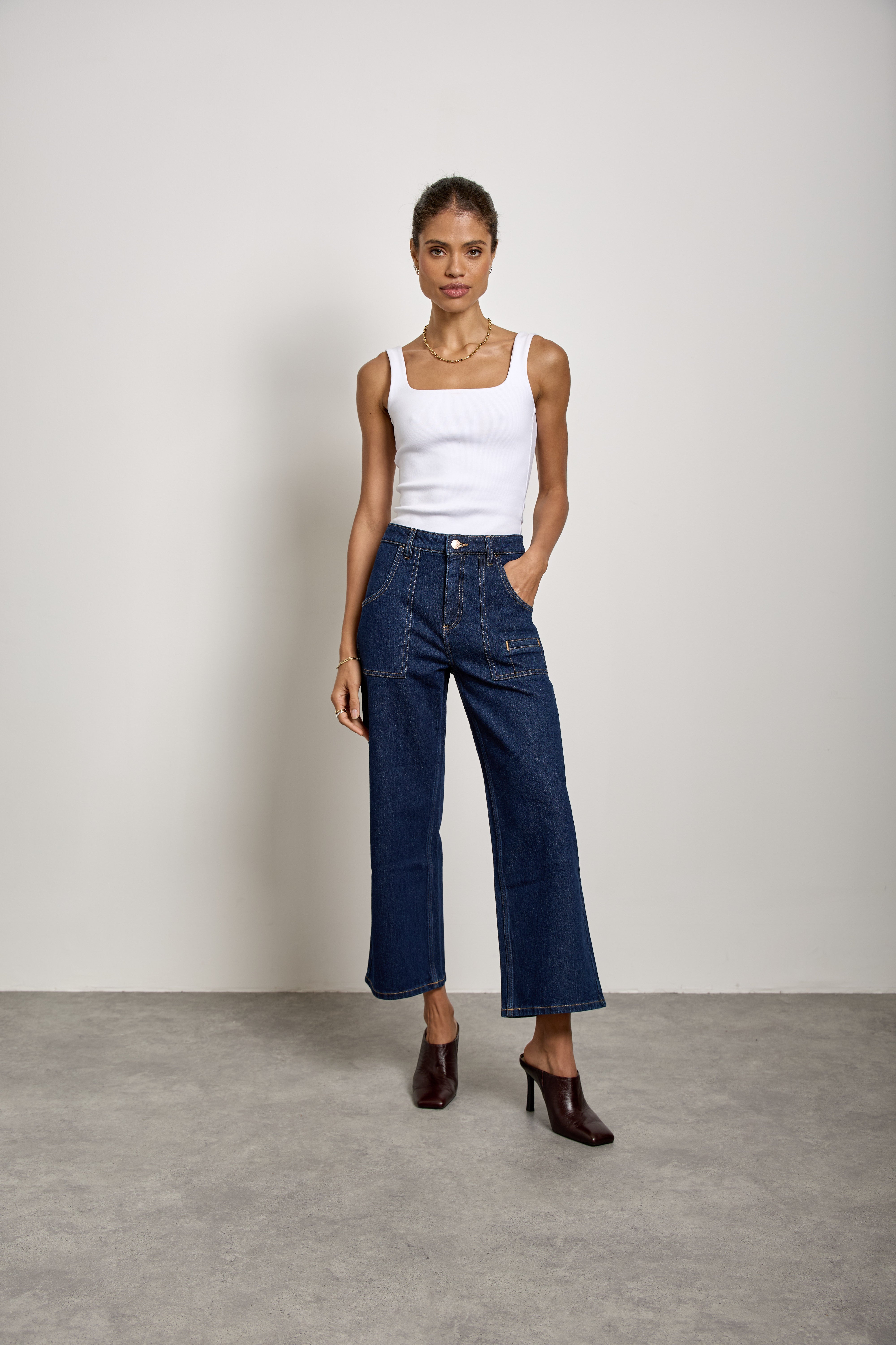 Eden Cropped Wide Leg Jean in Americana
