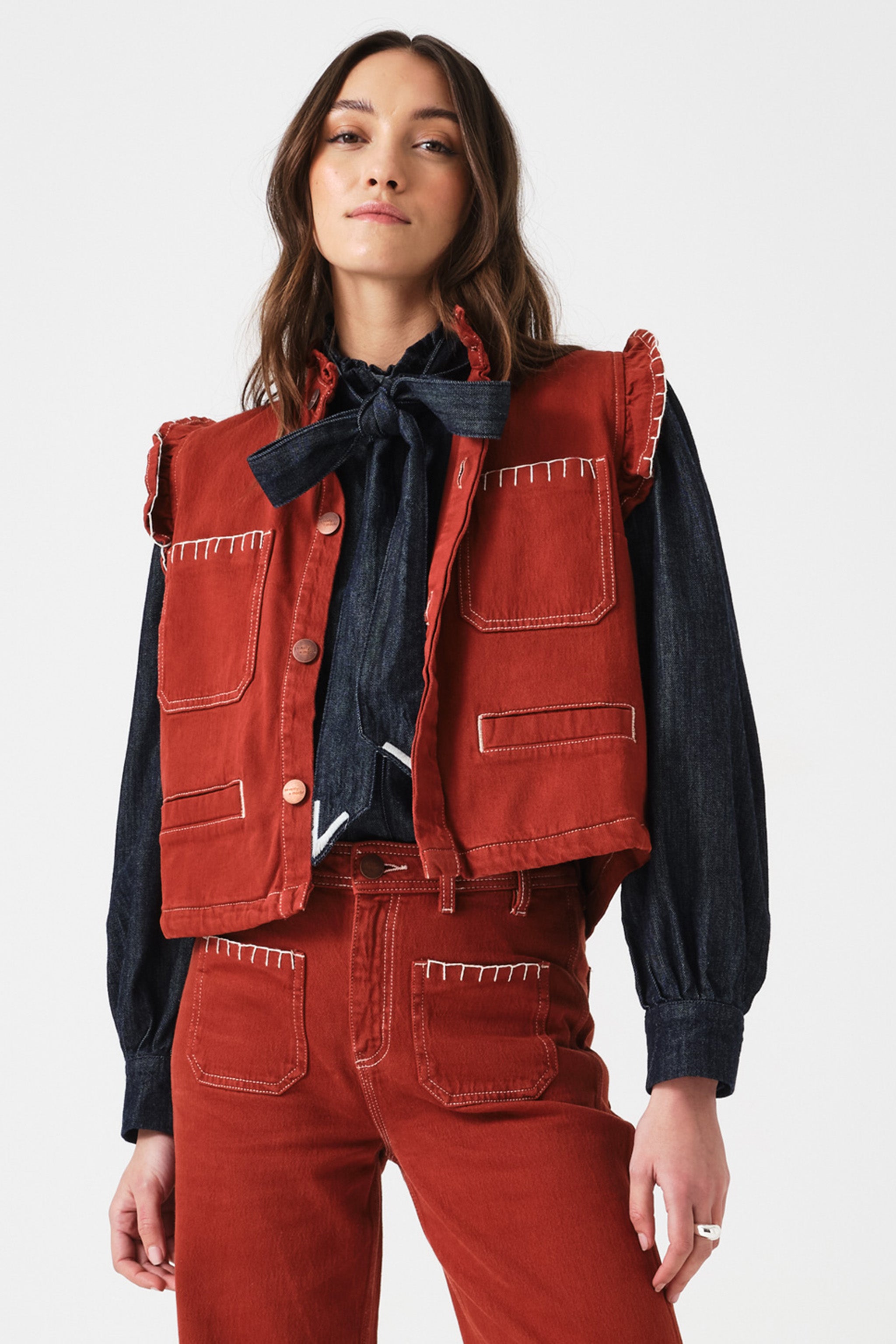 Pablo Waistcoat in Dark Rust - seventy + mochi