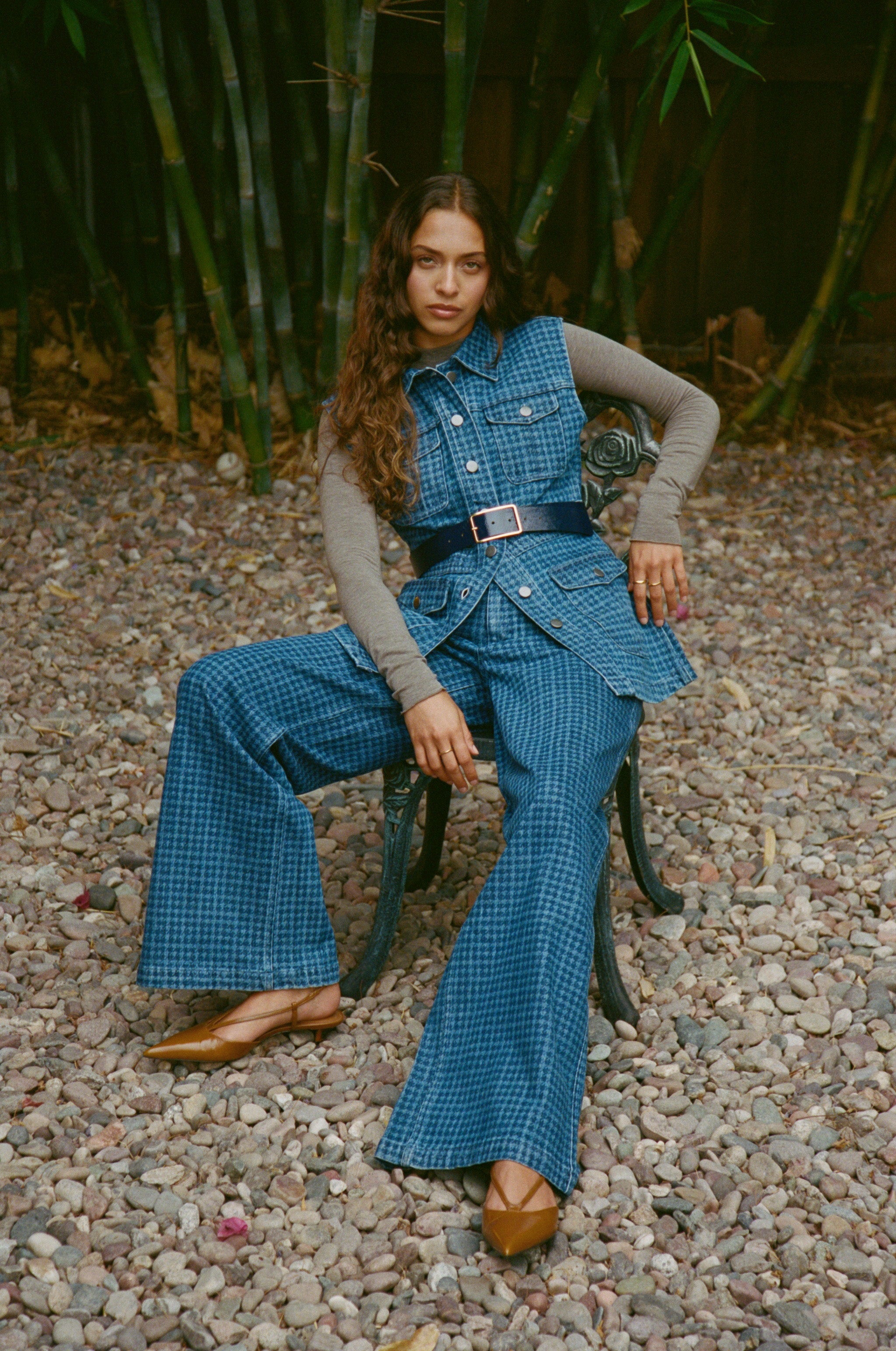 Bay Wide Leg Jean in Houndstooth Idaho