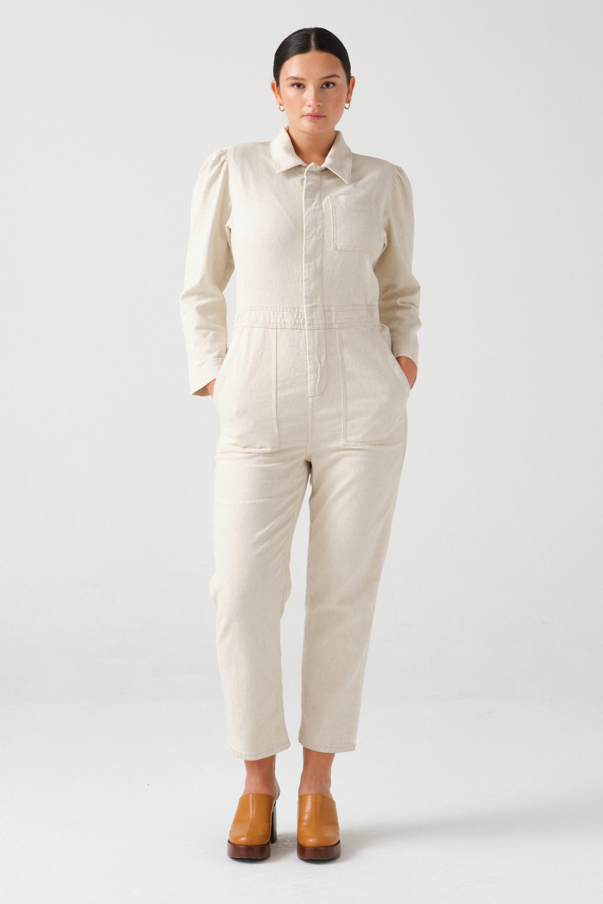 Lorna All in One in Ecru Denim - seventy + mochi