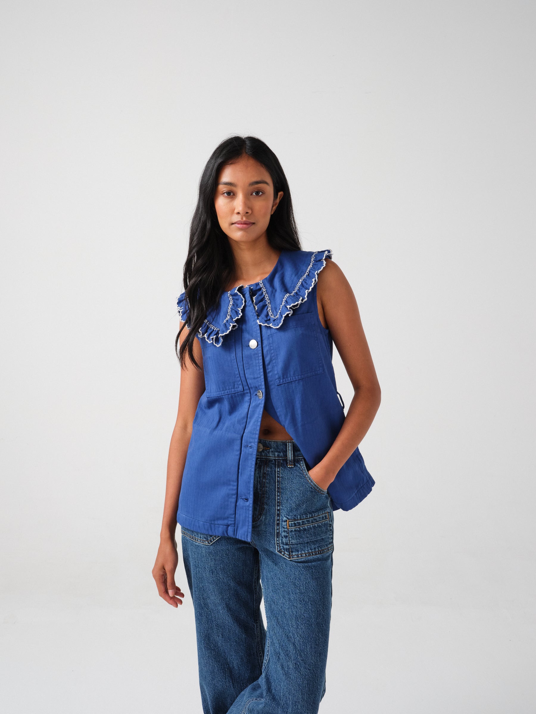 Phoebe Waistcoat in Electric Blue - seventy + mochi