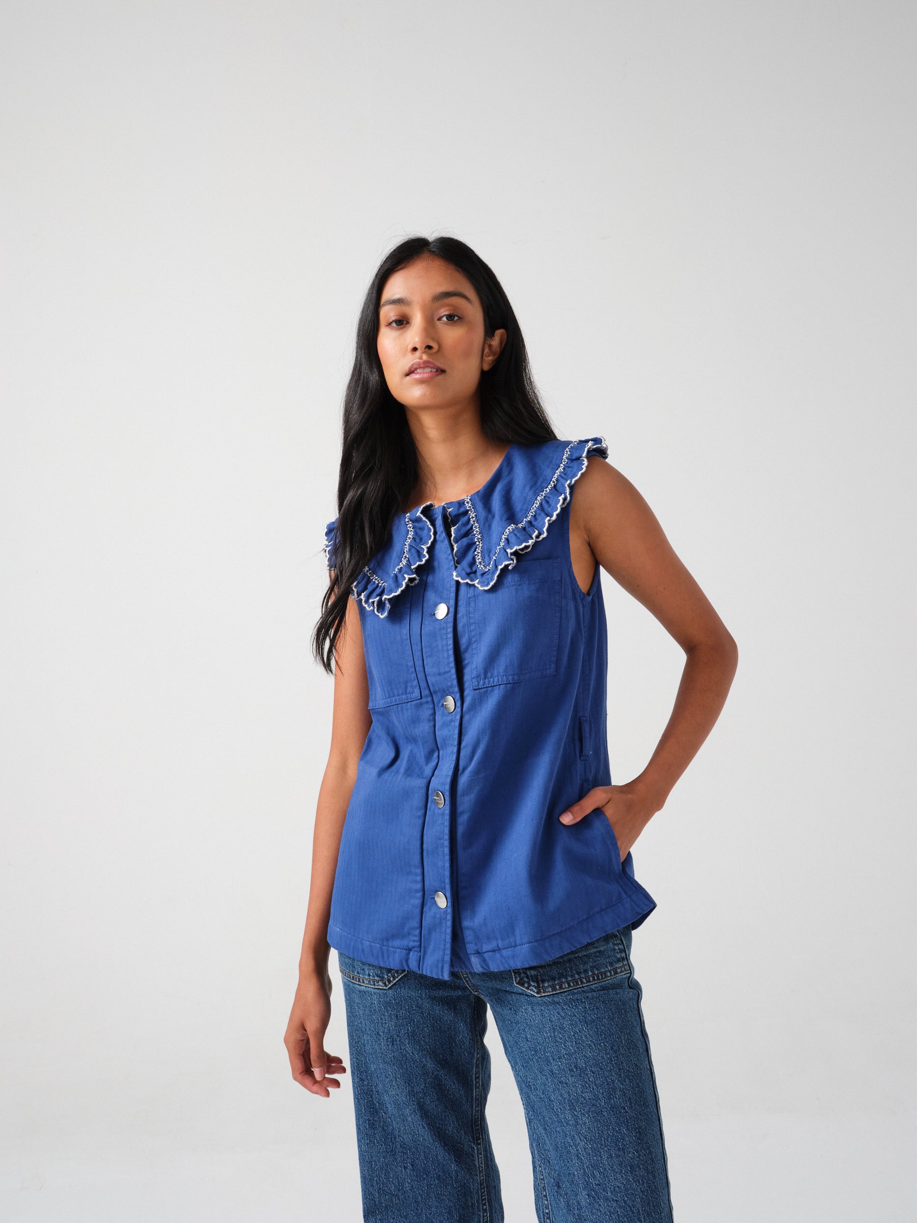 Phoebe Waistcoat in Electric Blue - seventy + mochi