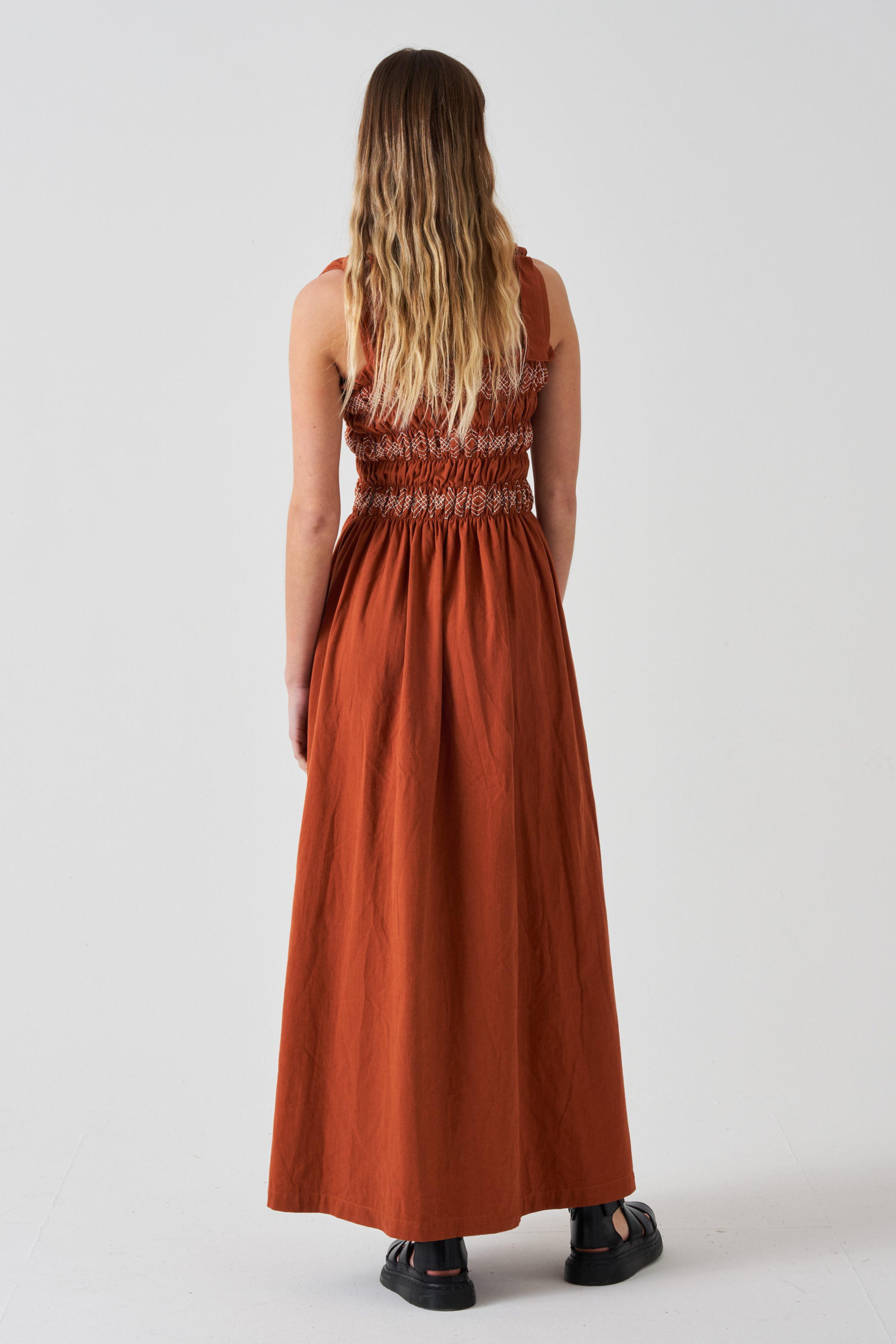 Sally Tie Bandeau Dress in Caramel - seventy + mochi