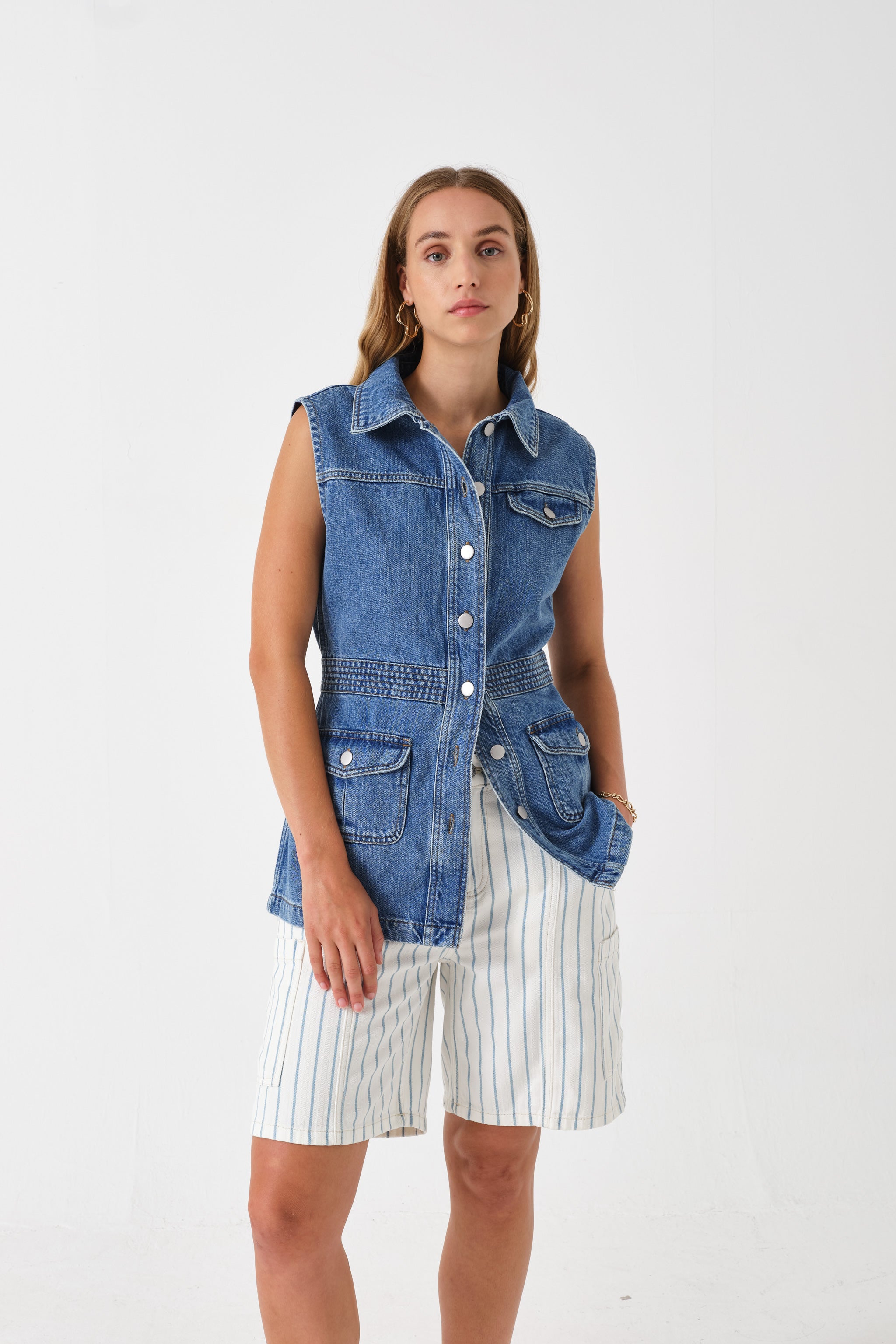 Ali Short in Faded Stripe - seventy + mochi