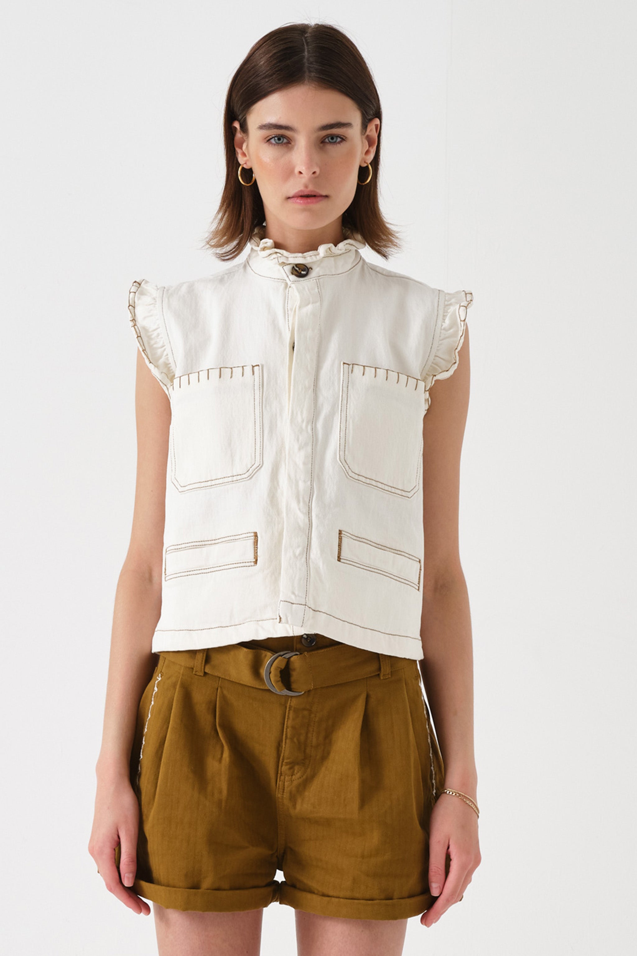Pablo Vest in Ecru Denim