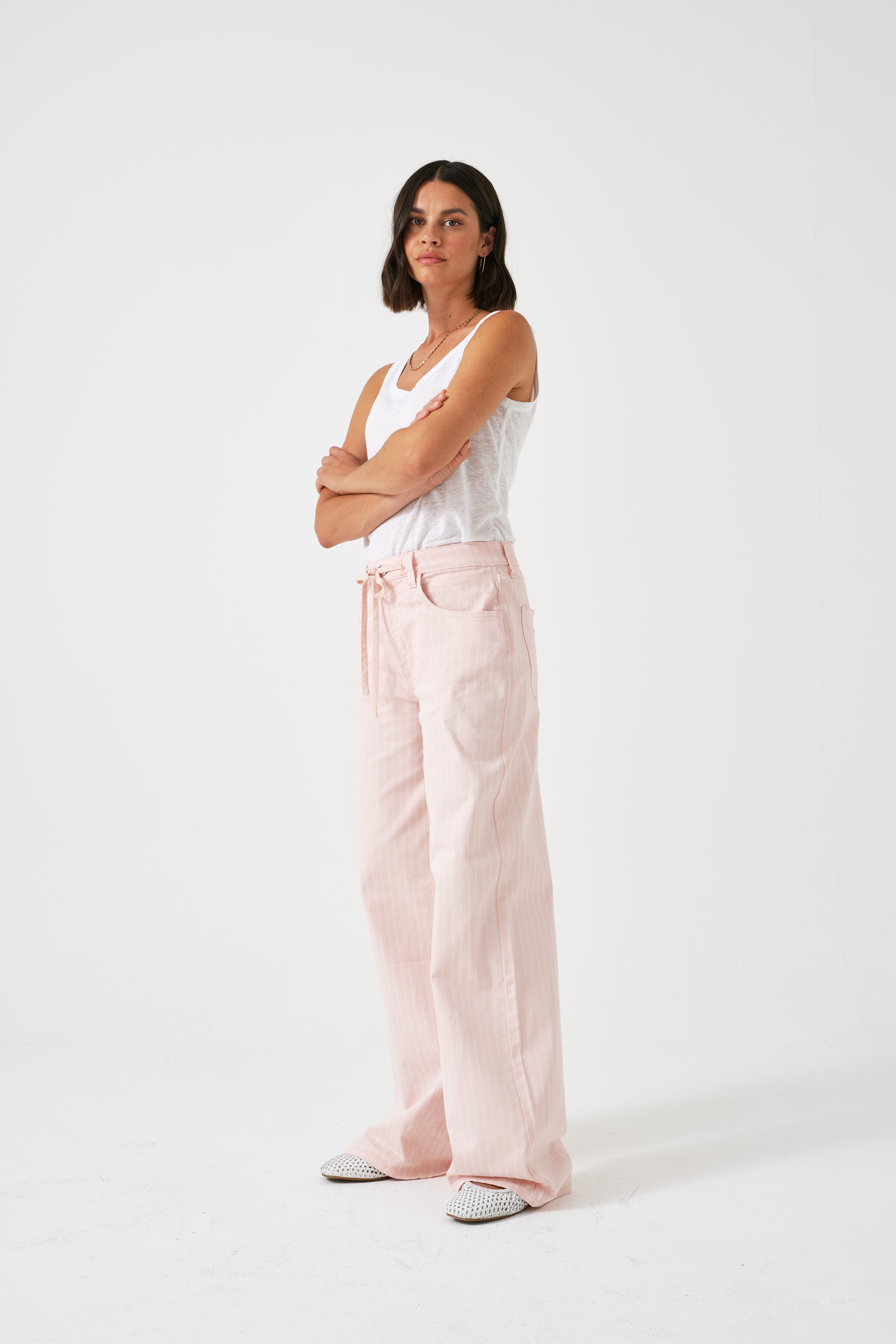 Blake Low Rise Jean in Pink Dawn Wide Stripe