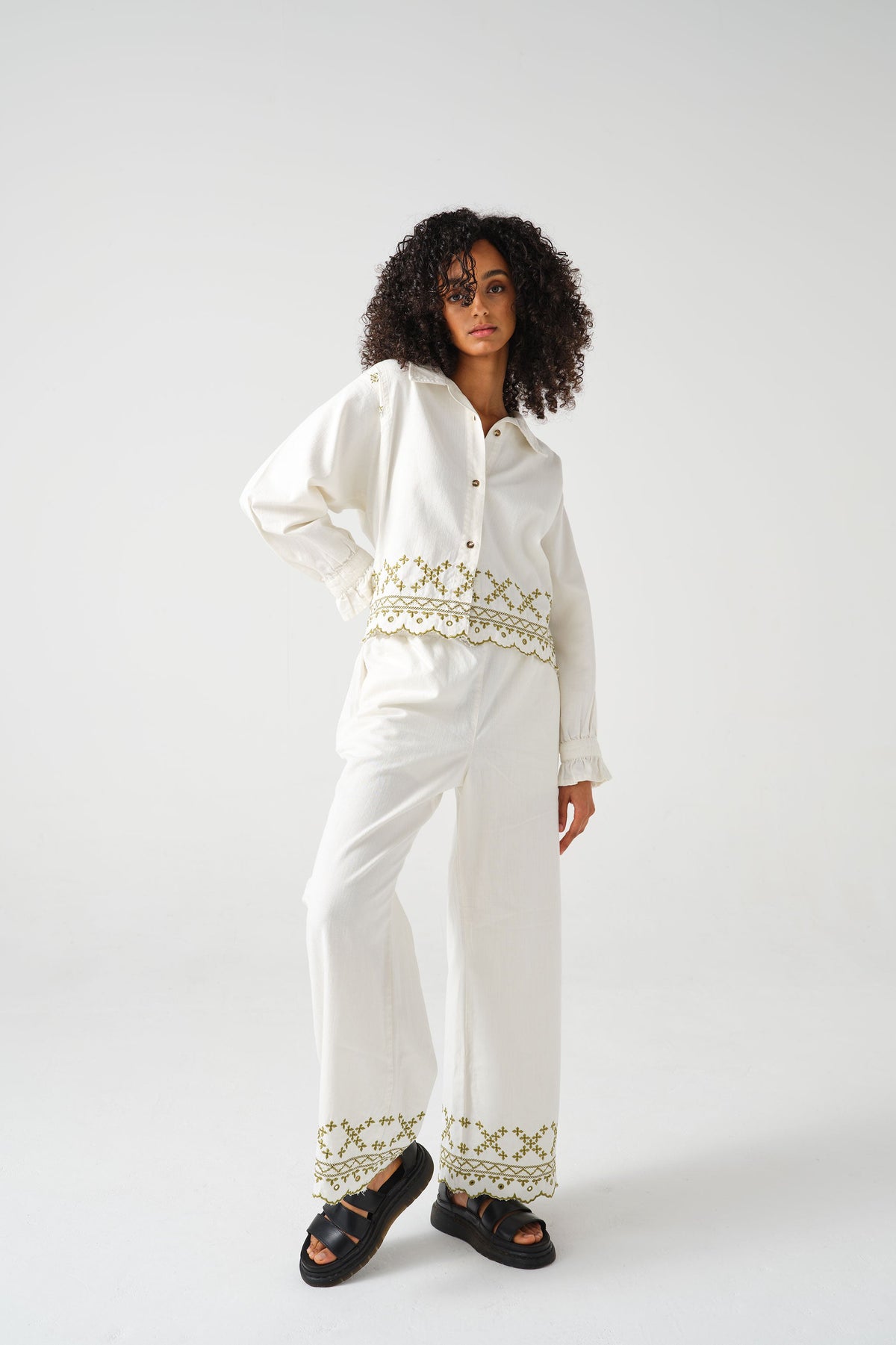 Sophie Pant in Ecru Denim - seventy + mochi